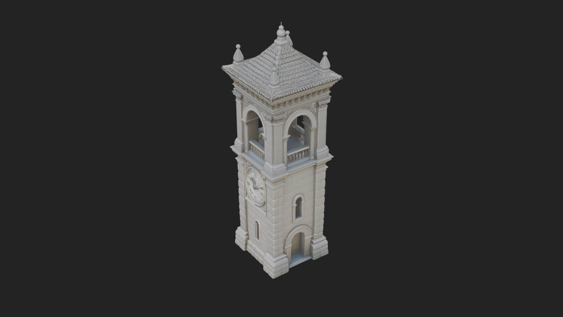 Stone Clock Tower Design 10 3D Print Model 3D Model