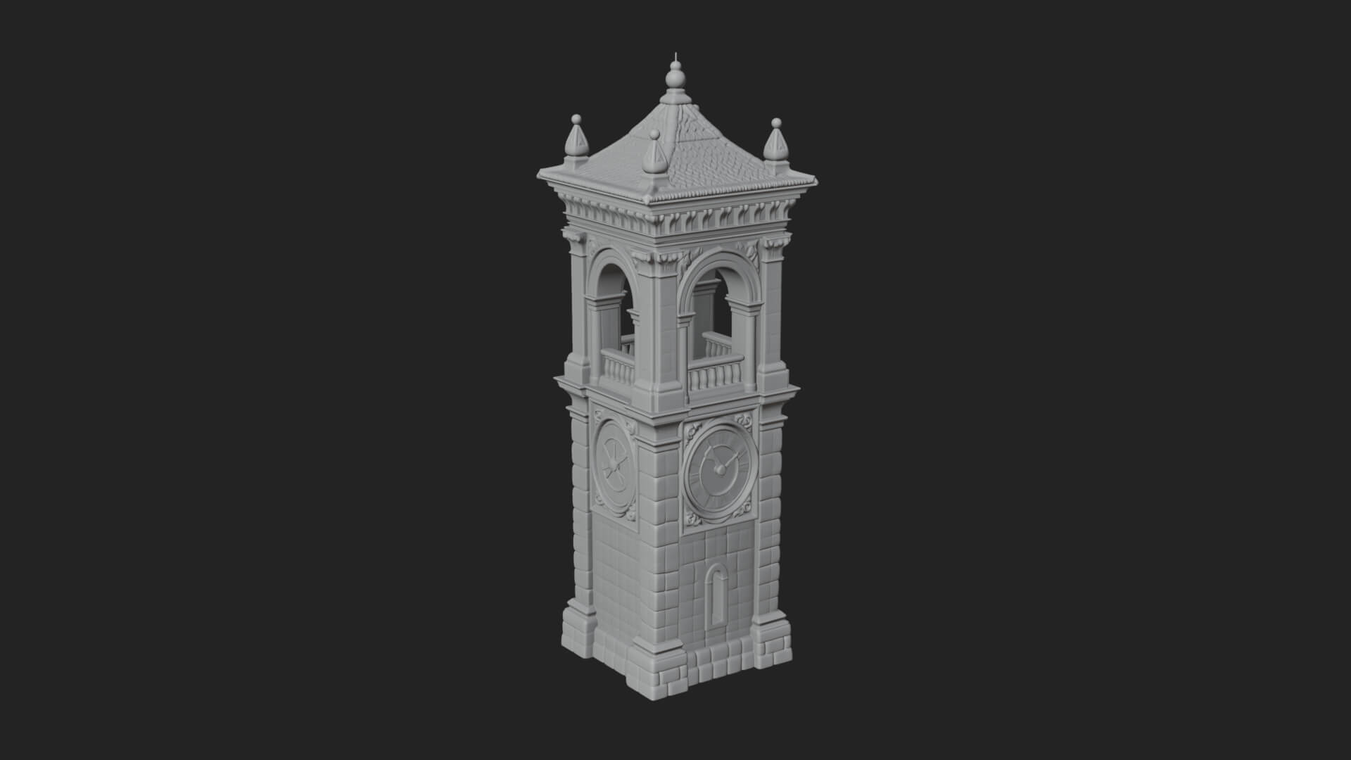 Stone Clock Tower Design 10 3D Print Model 3D Model
