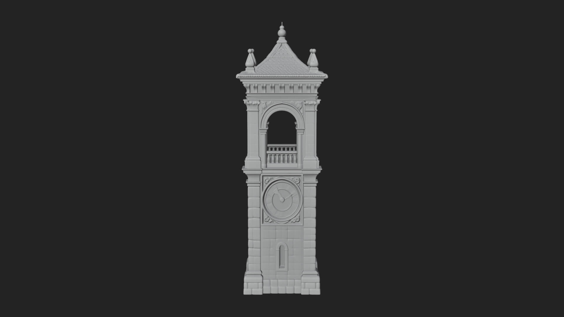 Stone Clock Tower Design 10 3D Print Model 3D Model