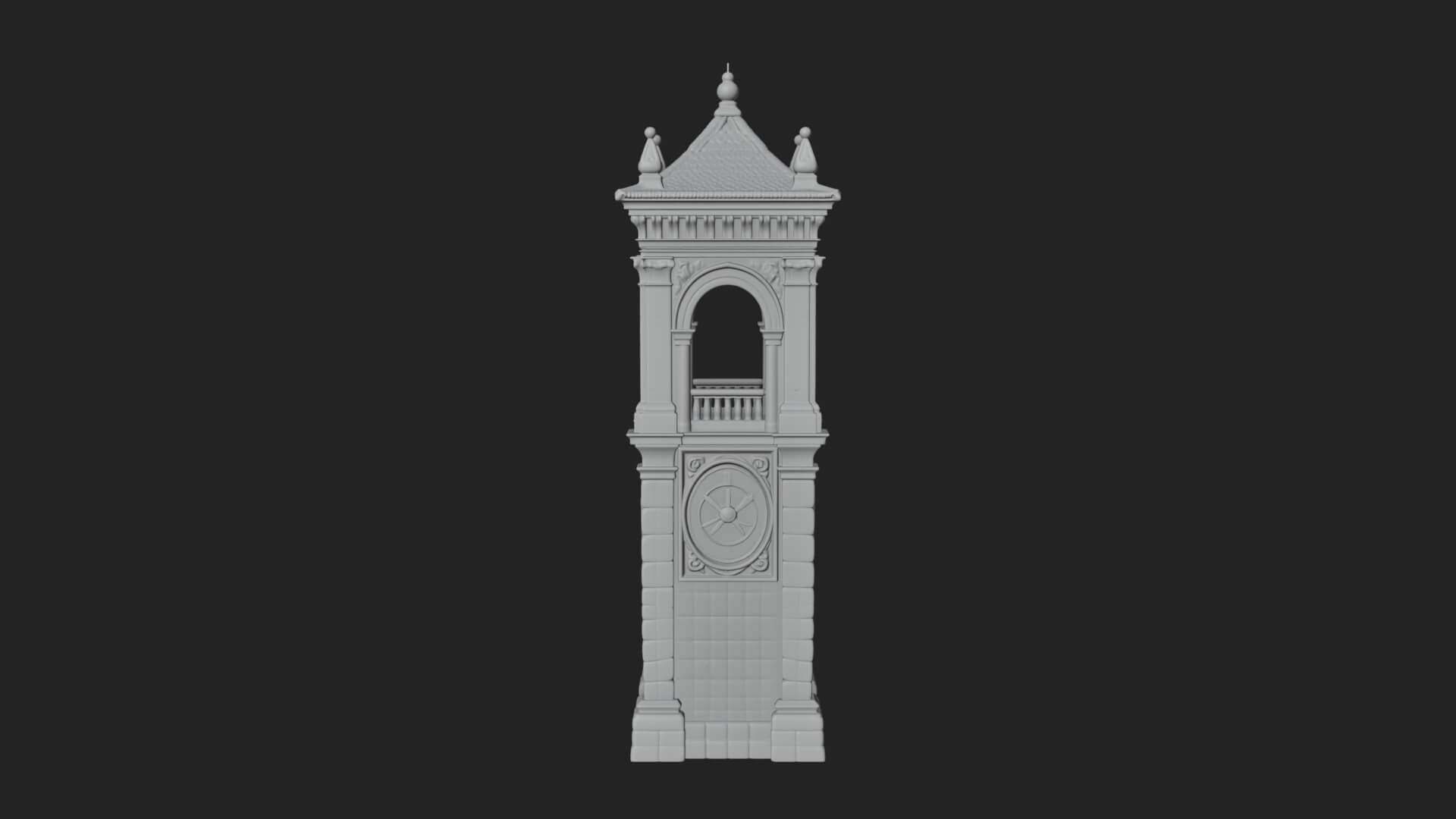Stone Clock Tower Design 10 3D Print Model 3D Model