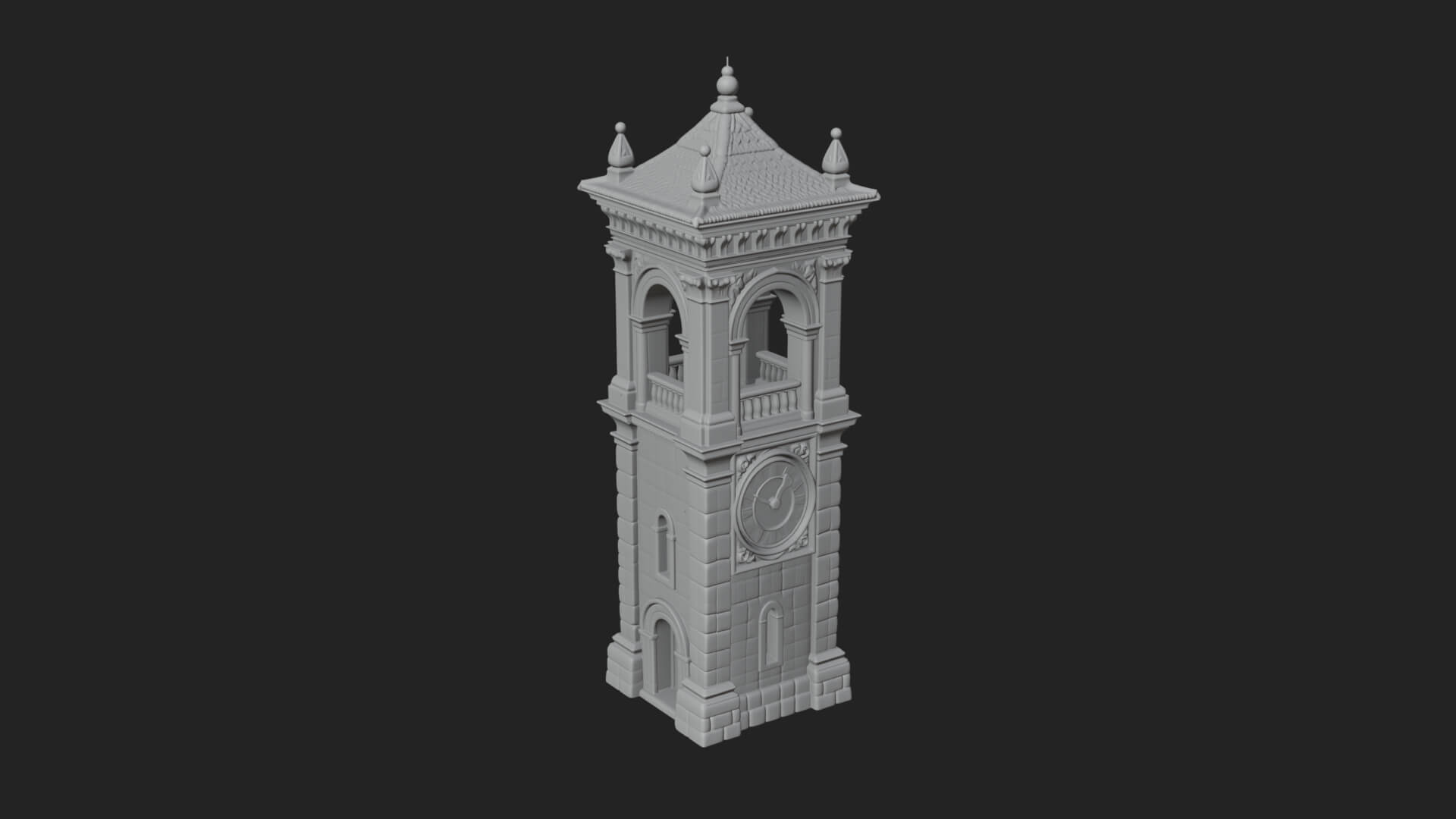 Stone Clock Tower Design 10 3D Print Model 3D Model