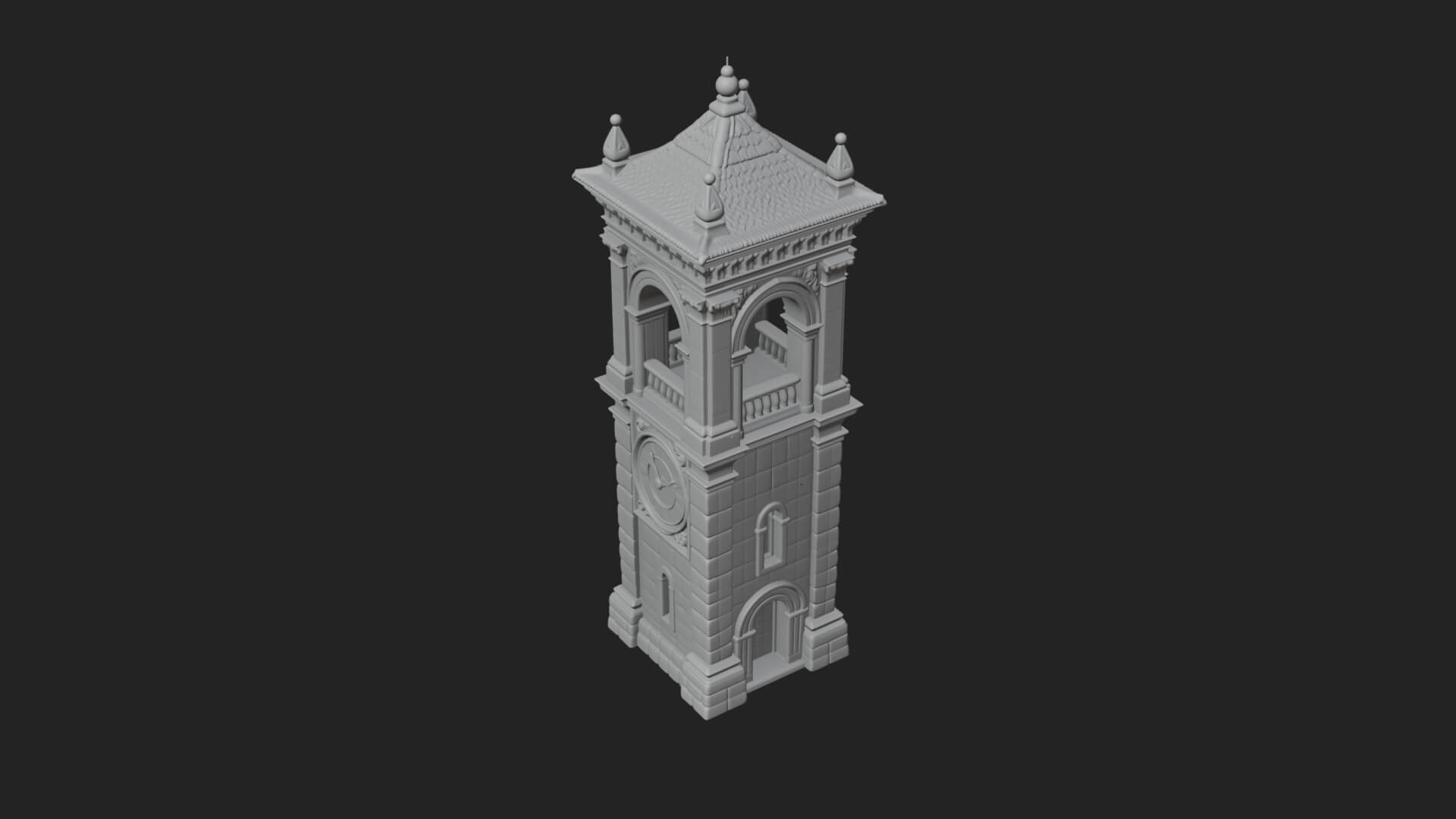 Stone Clock Tower Design 10 3D Print Model 3D Model