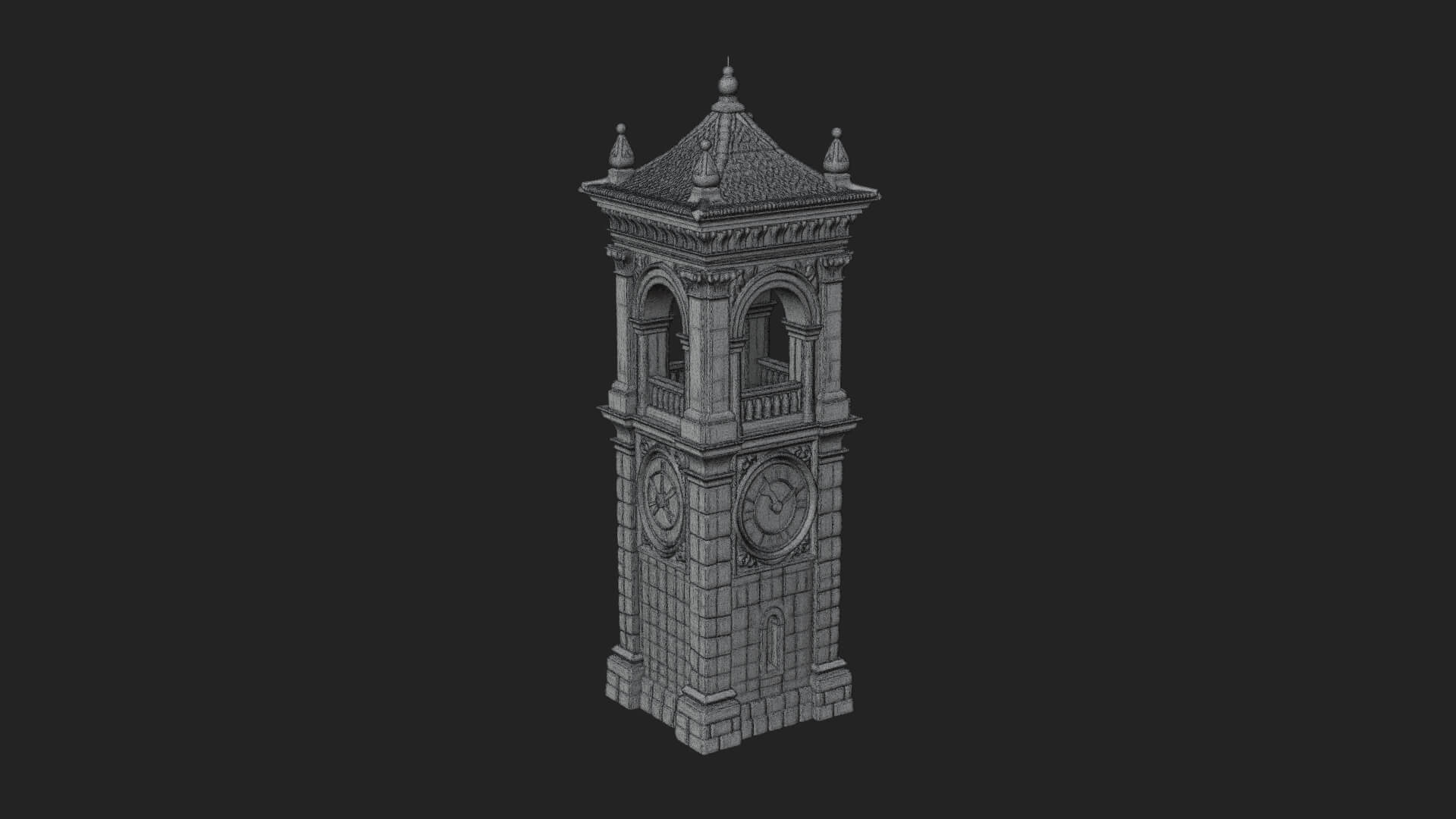 Stone Clock Tower Design 10 3D Print Model 3D Model
