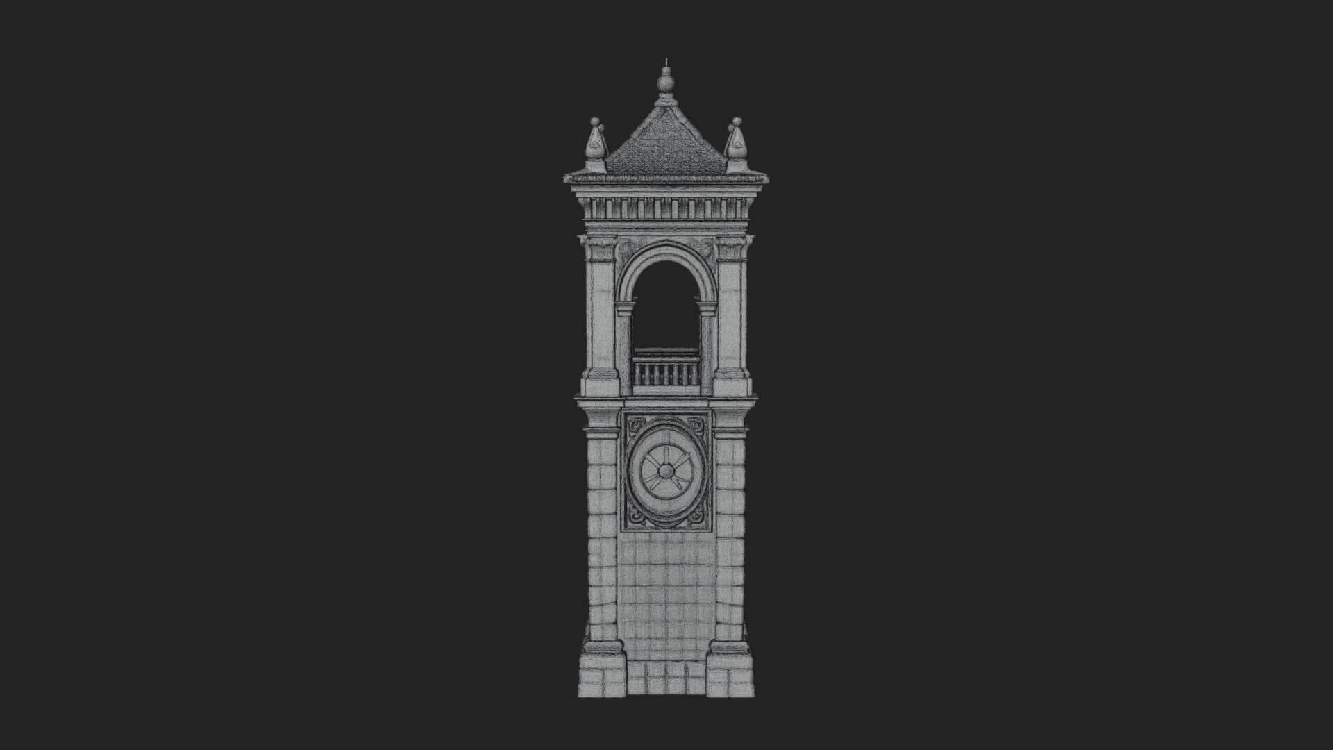 Stone Clock Tower Design 10 3D Print Model 3D Model