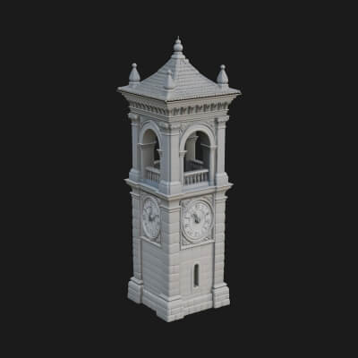 Stone Clock Tower Design 10 3D Print Model