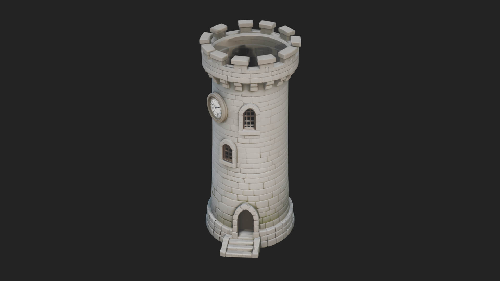 Stone Clock Tower Design 3 3D Print Model 3D Model