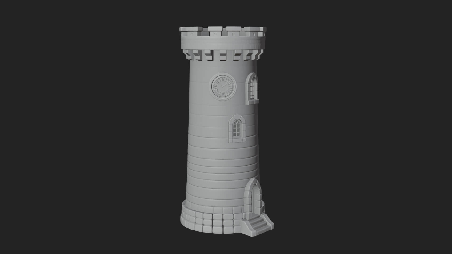 Stone Clock Tower Design 3 3D Print Model 3D Model