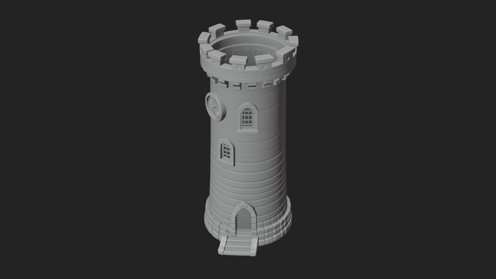 Stone Clock Tower Design 3 3D Print Model 3D Model