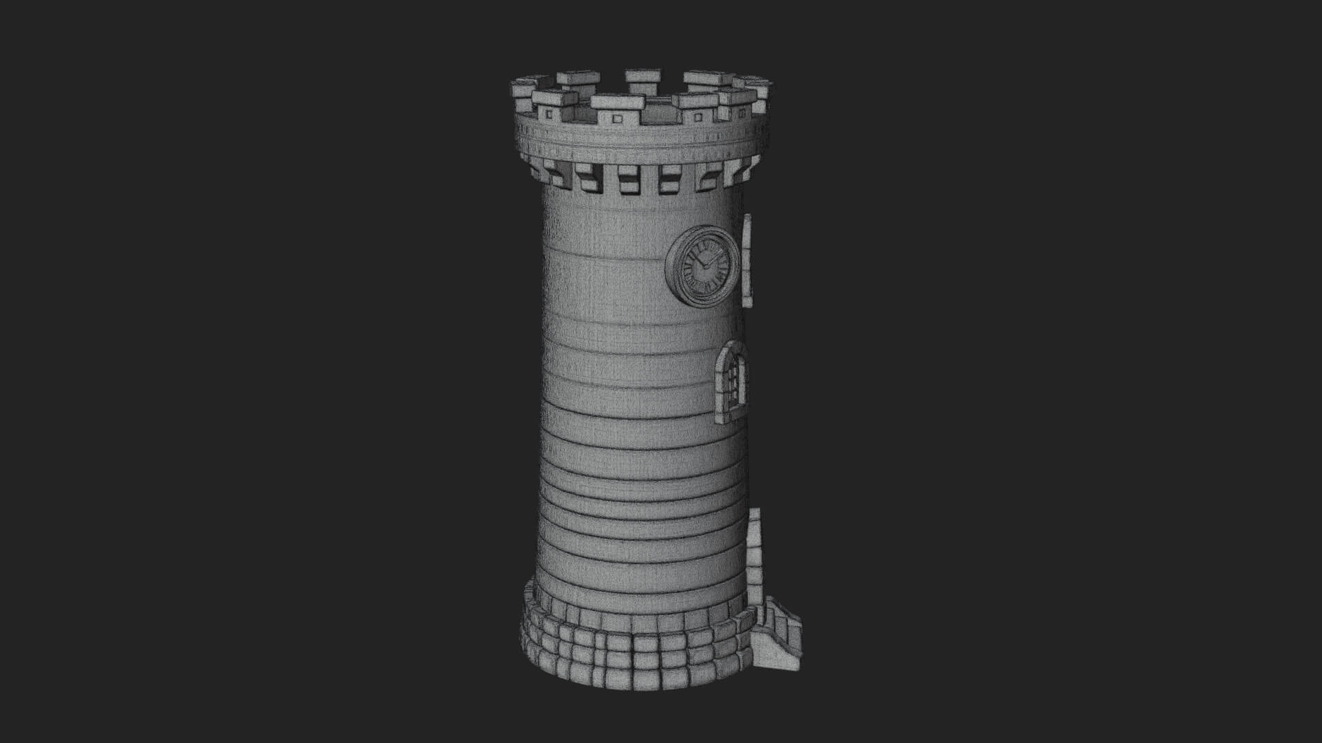 Stone Clock Tower Design 3 3D Print Model 3D Model