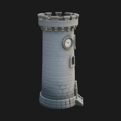 Stone Clock Tower Design 3 3D Print Model