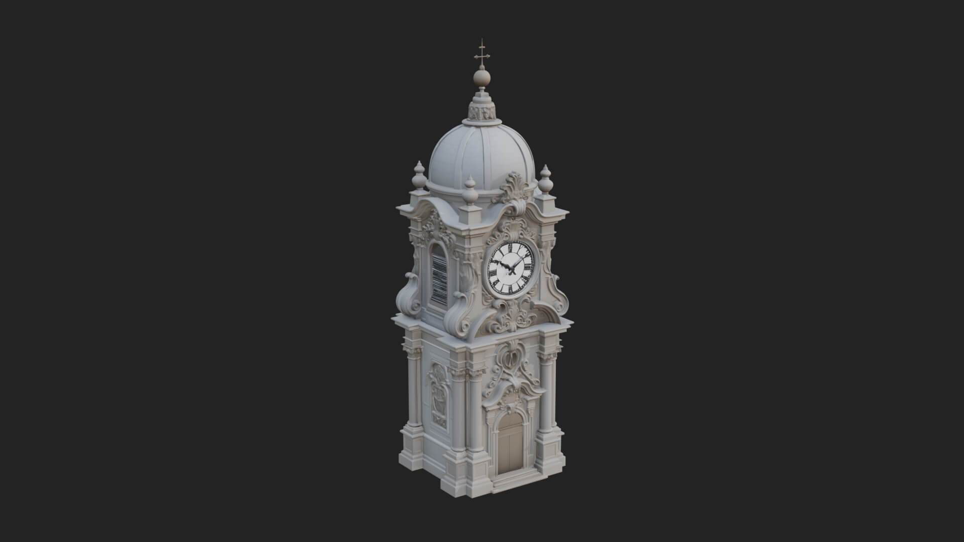 Stone Clock Tower Design 4 3D Print Model 3D Model