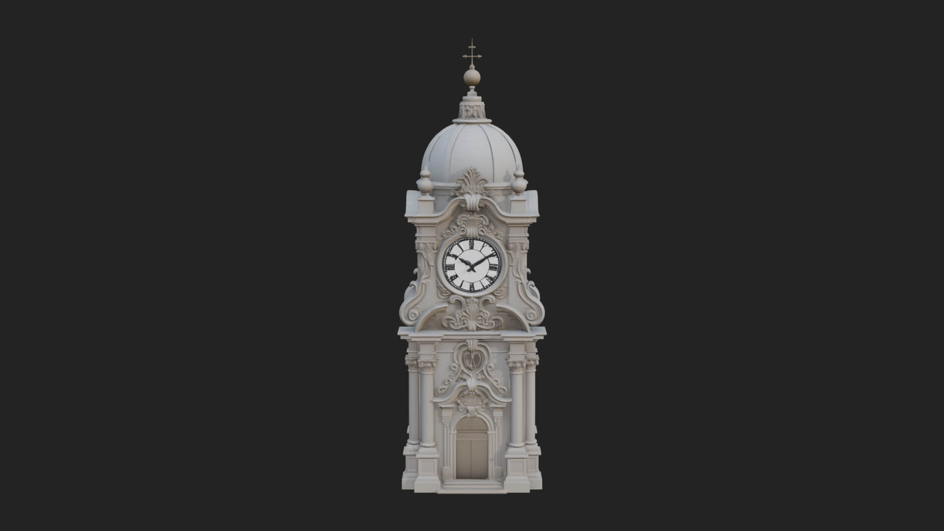 Stone Clock Tower Design 4 3D Print Model 3D Model