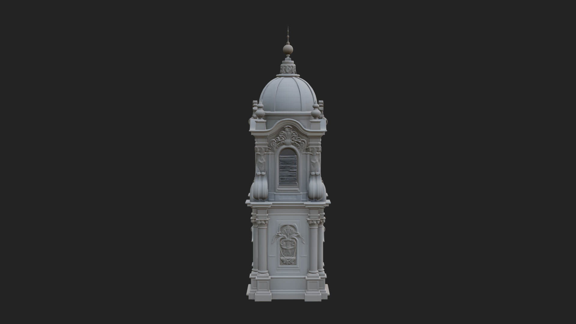 Stone Clock Tower Design 4 3D Print Model 3D Model