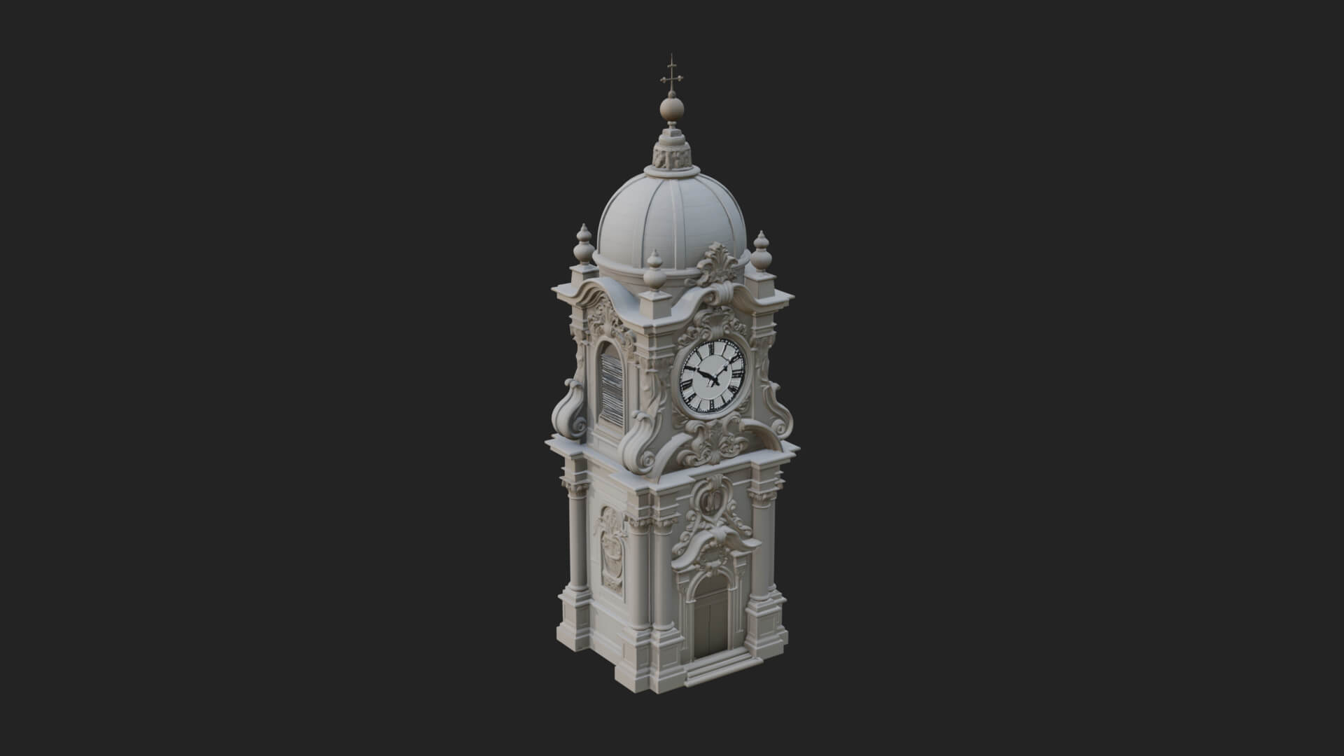 Stone Clock Tower Design 4 3D Print Model 3D Model