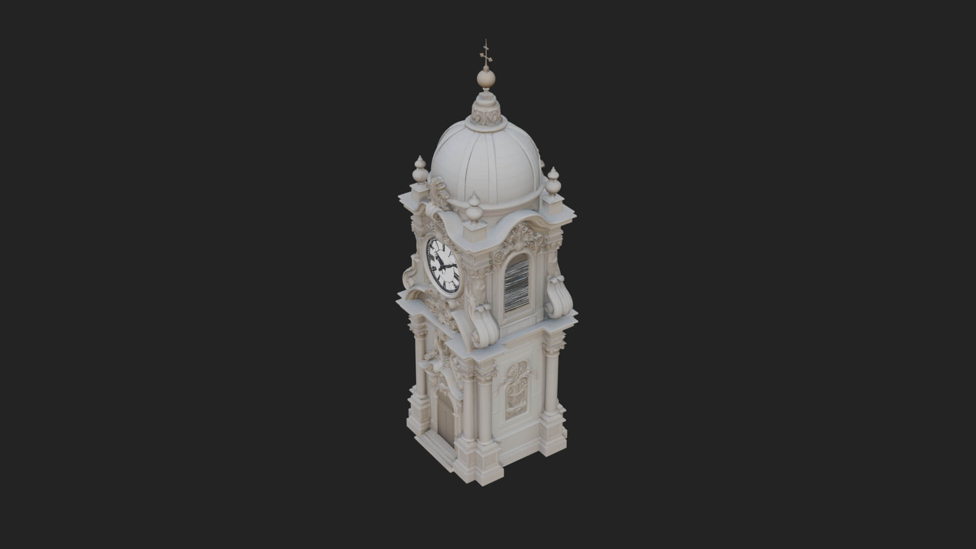 Stone Clock Tower Design 4 3D Print Model 3D Model