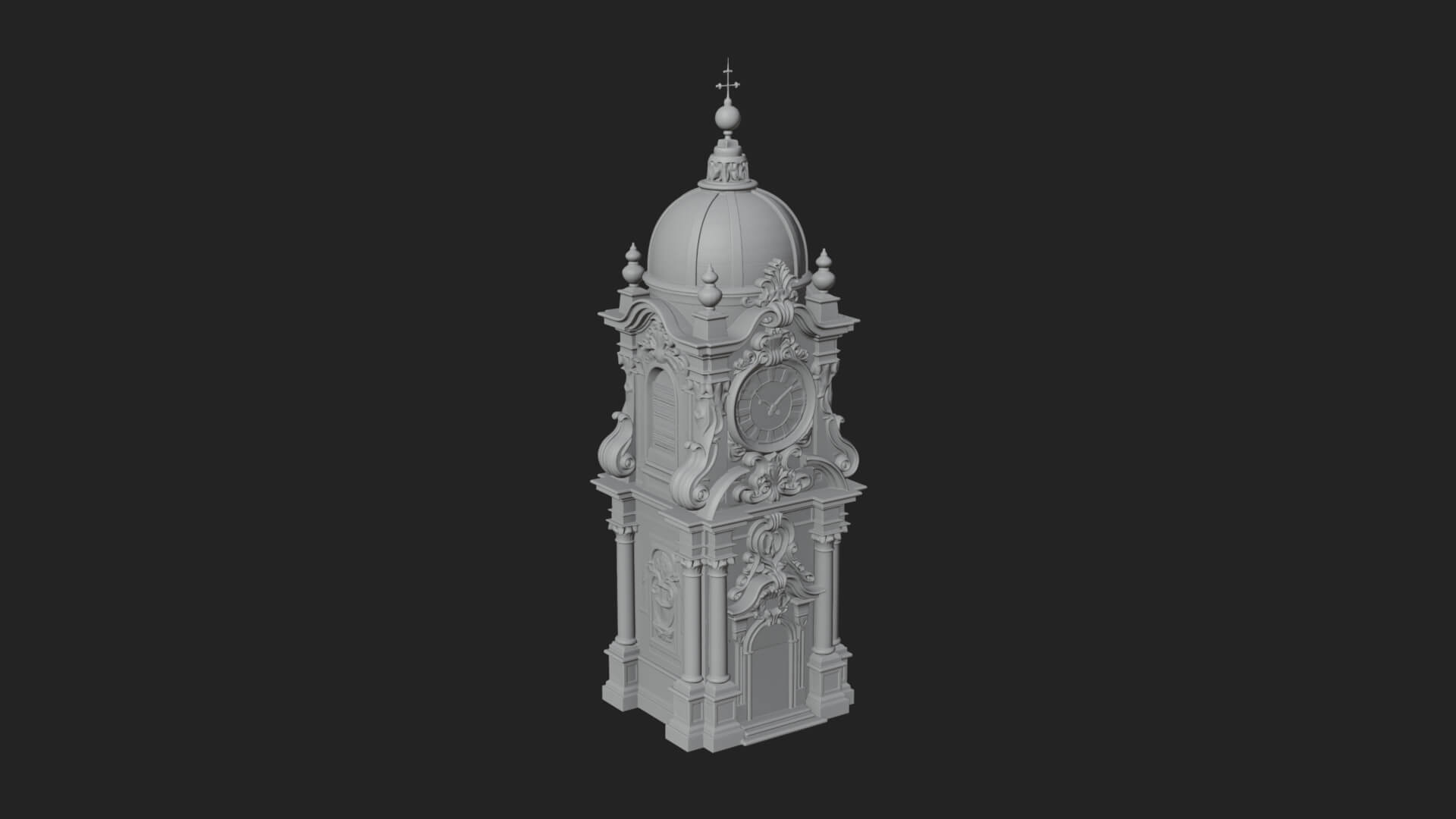 Stone Clock Tower Design 4 3D Print Model 3D Model