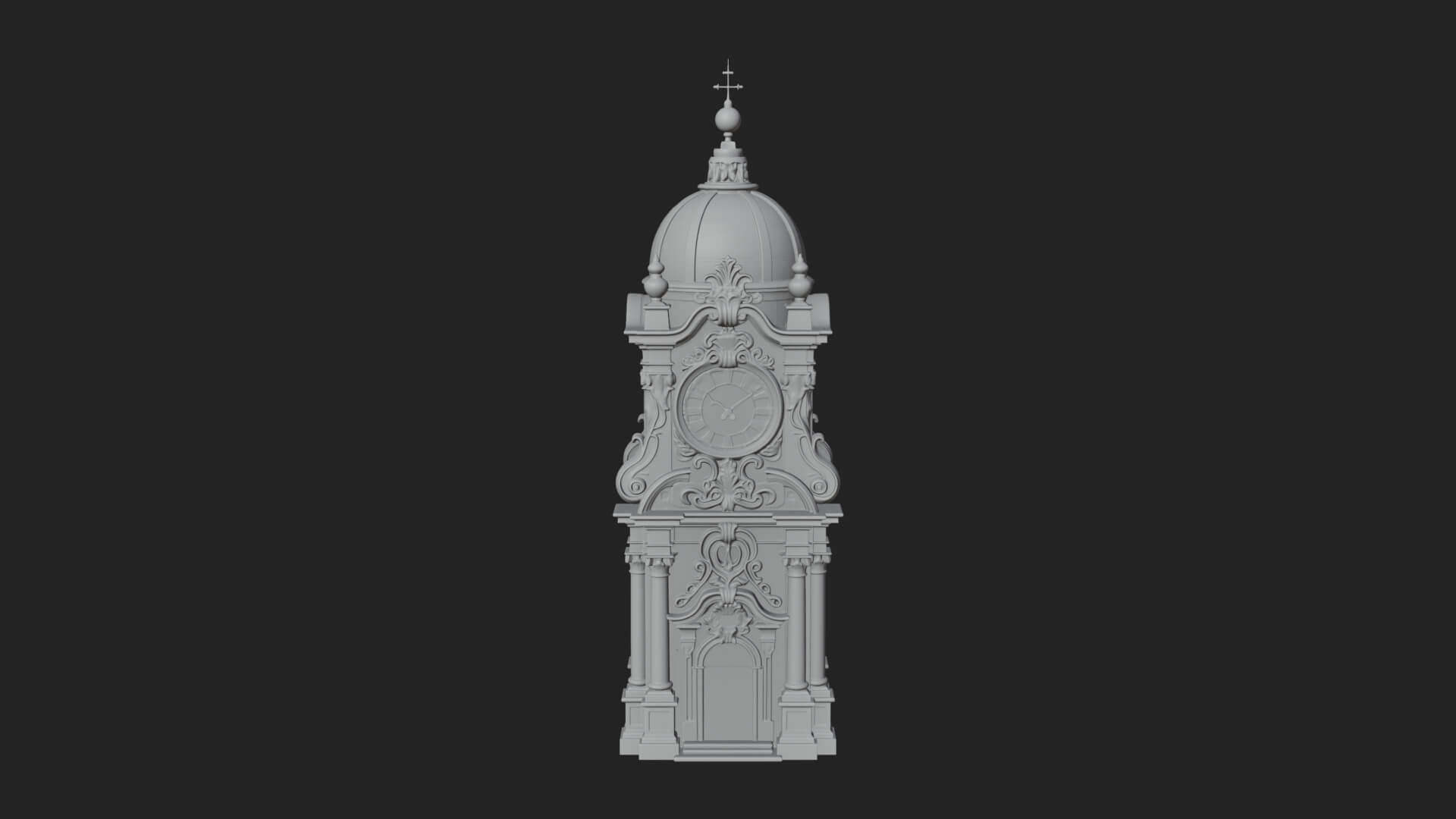 Stone Clock Tower Design 4 3D Print Model 3D Model