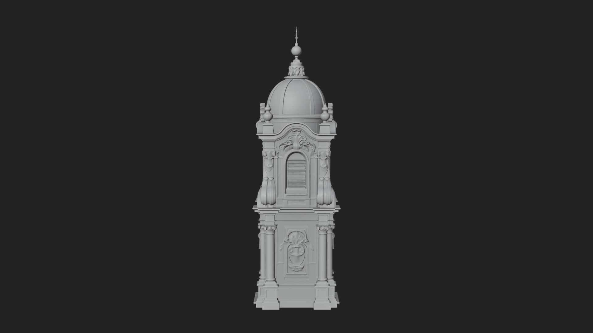 Stone Clock Tower Design 4 3D Print Model 3D Model