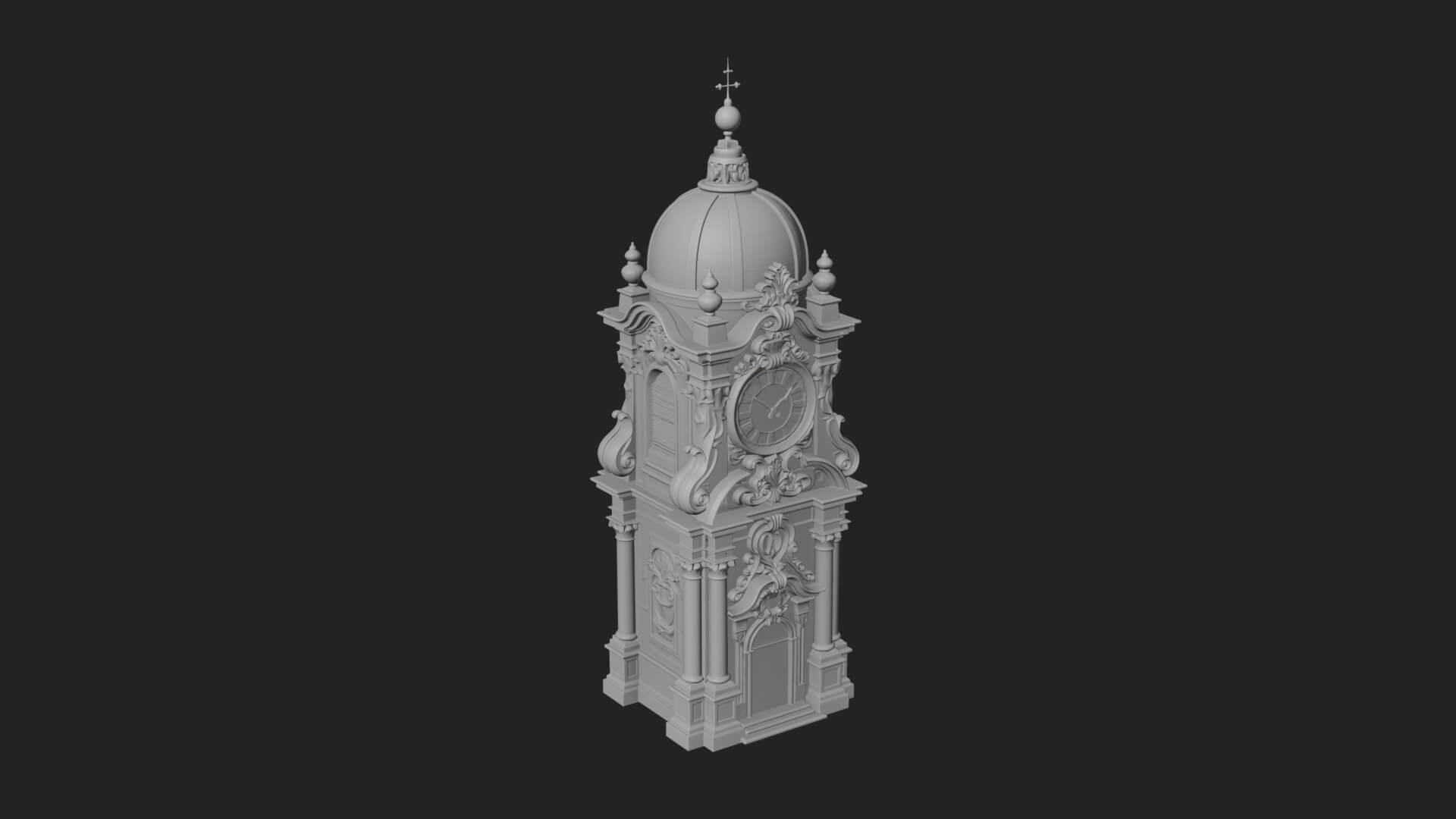 Stone Clock Tower Design 4 3D Print Model 3D Model