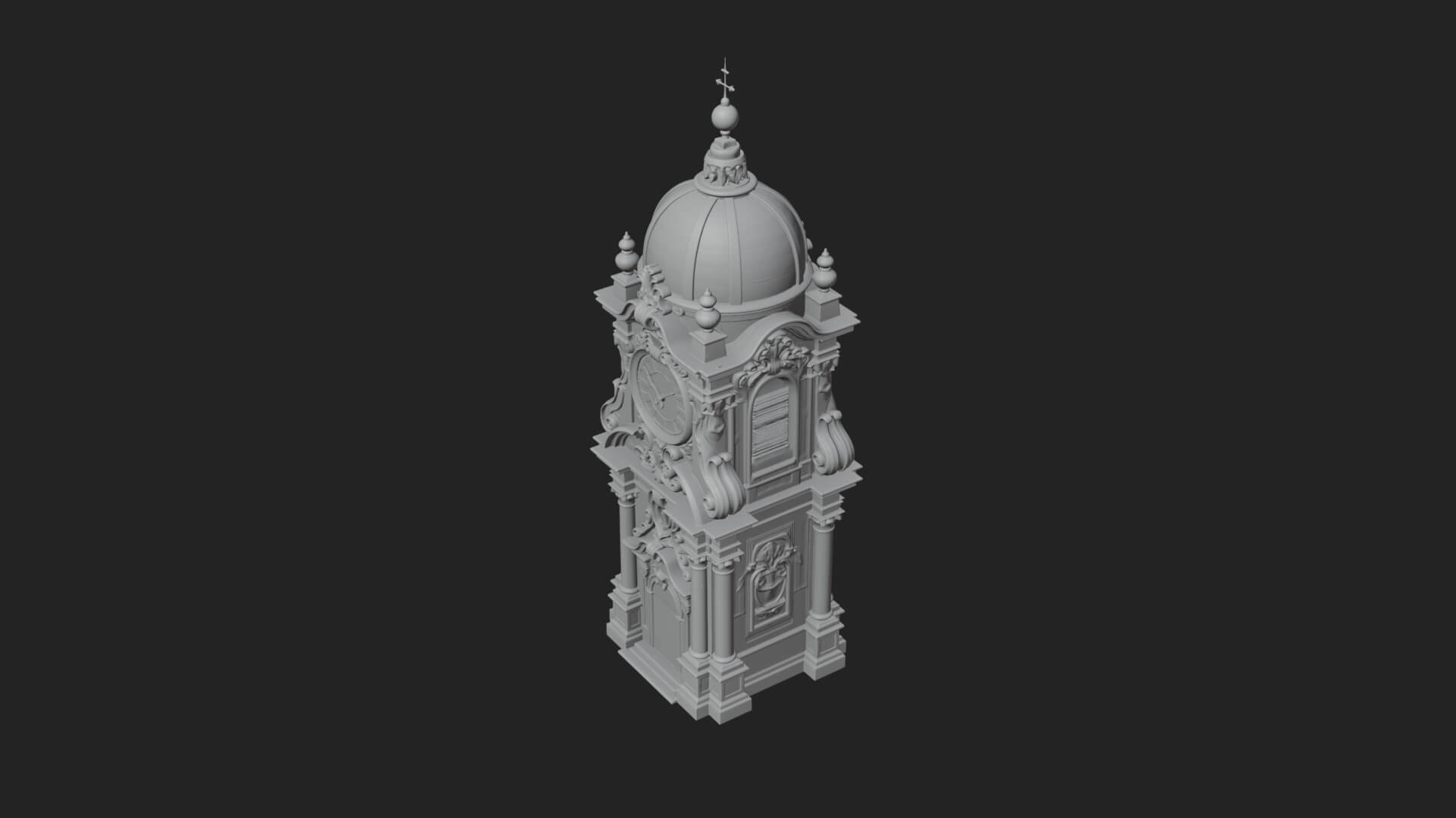 Stone Clock Tower Design 4 3D Print Model 3D Model