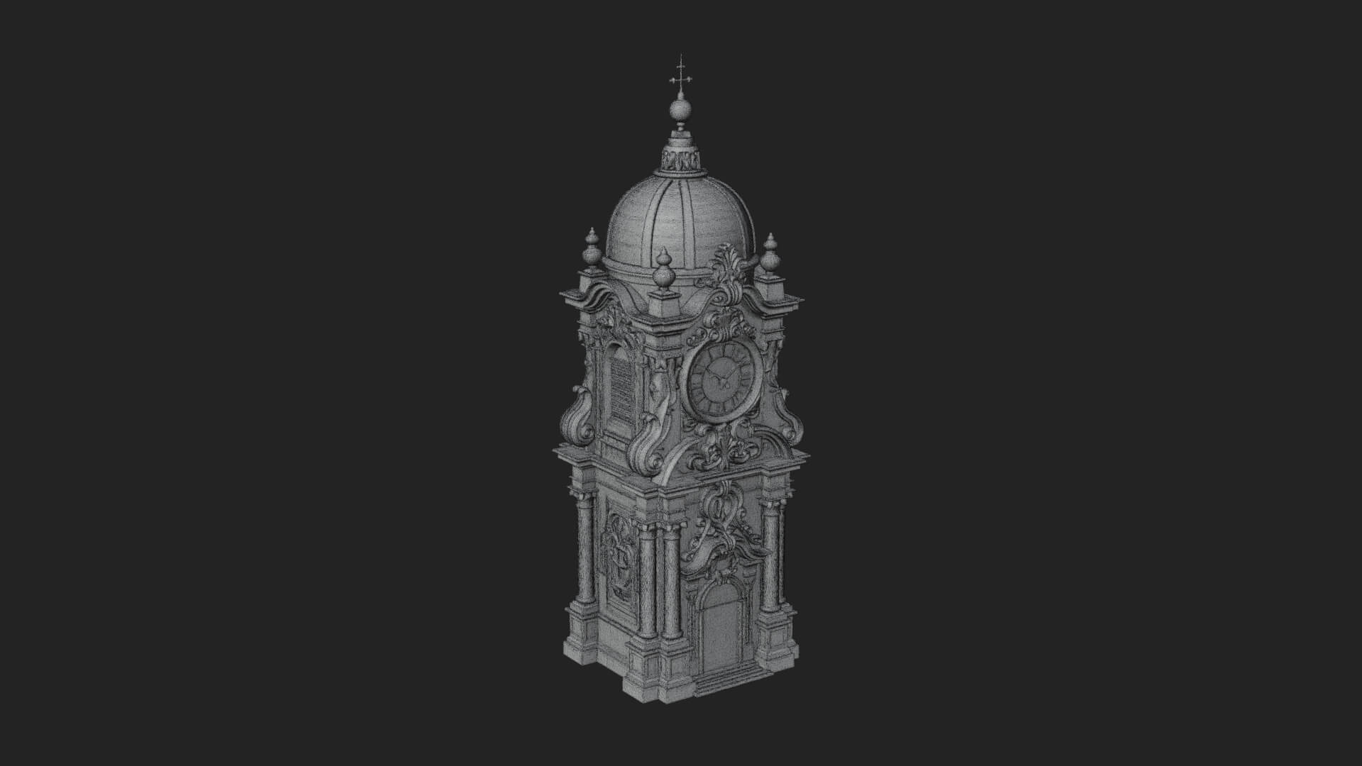 Stone Clock Tower Design 4 3D Print Model 3D Model