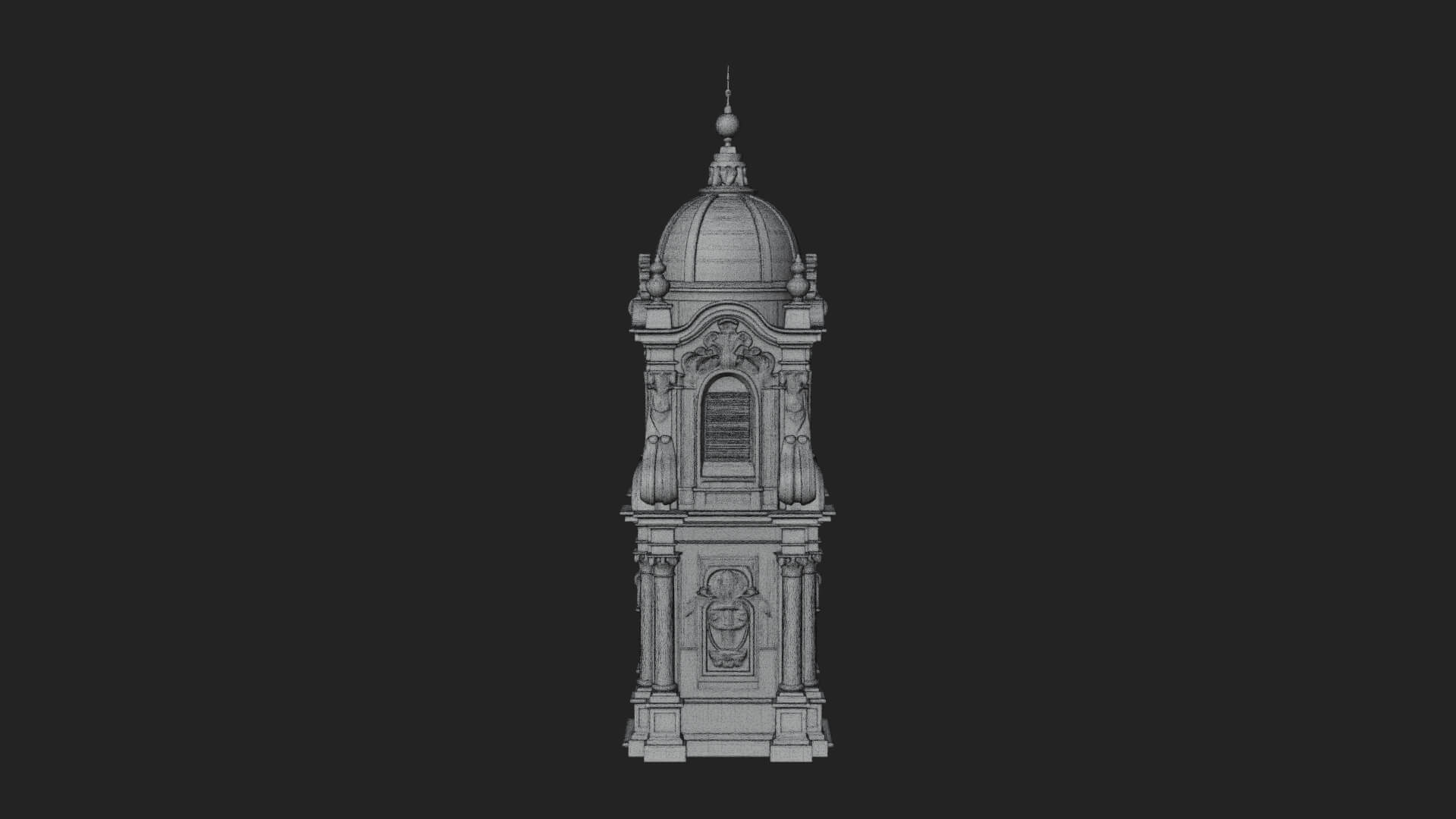 Stone Clock Tower Design 4 3D Print Model 3D Model