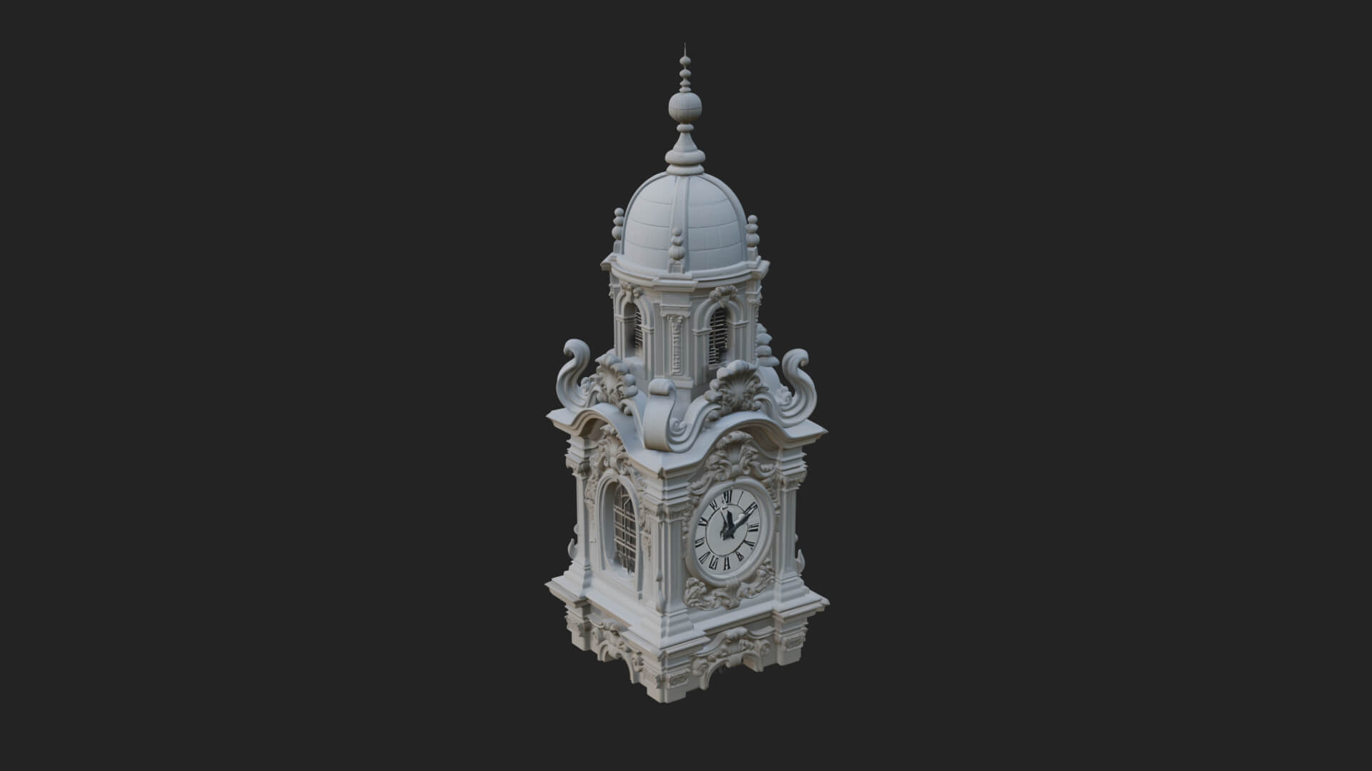 Stone Clock Tower Design 5 3D Print Model 3D Model