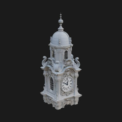 Stone Clock Tower Design 5 3D Print Model