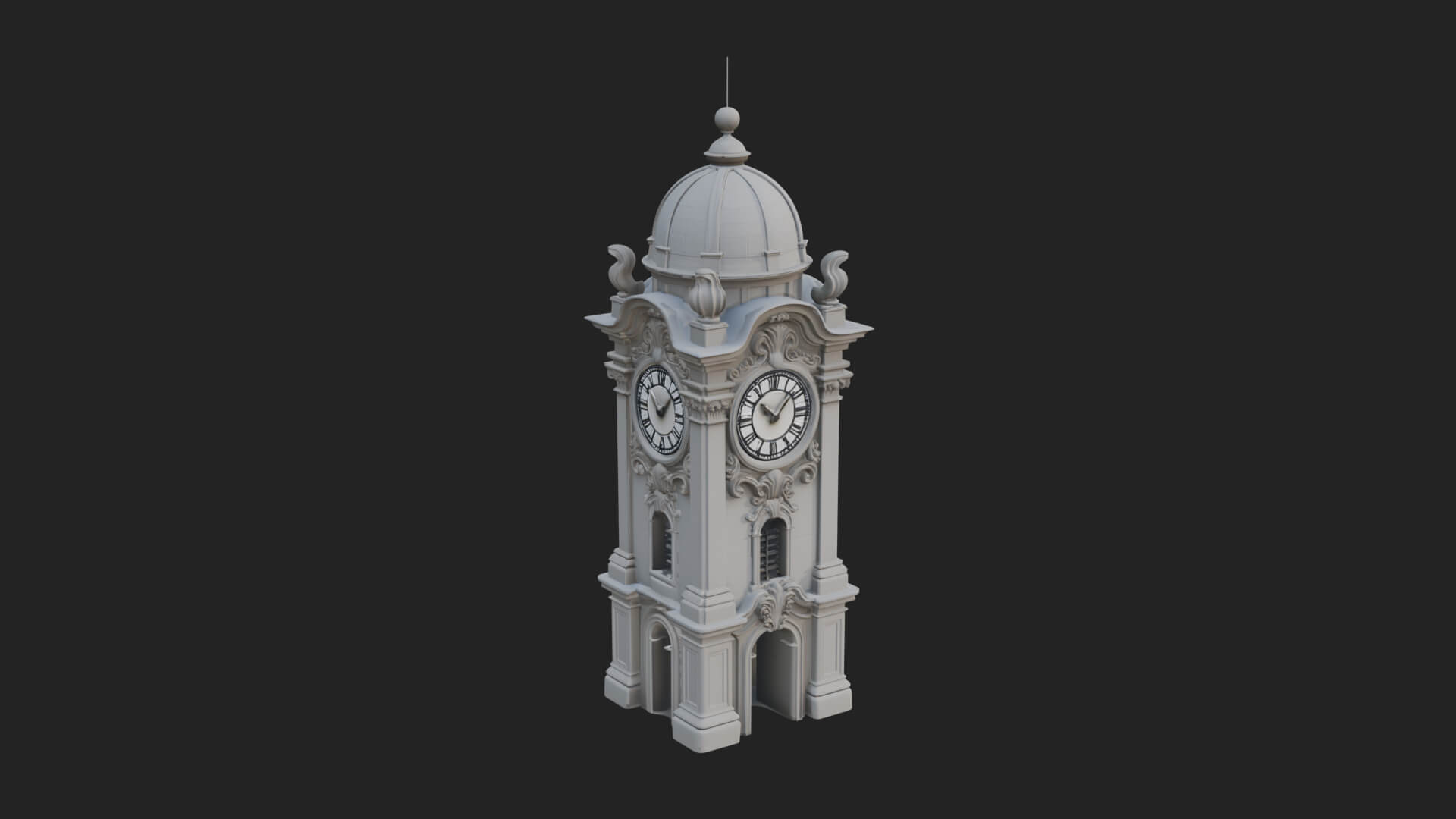 Stone Clock Tower Design 6 3D Print Model 3D Model