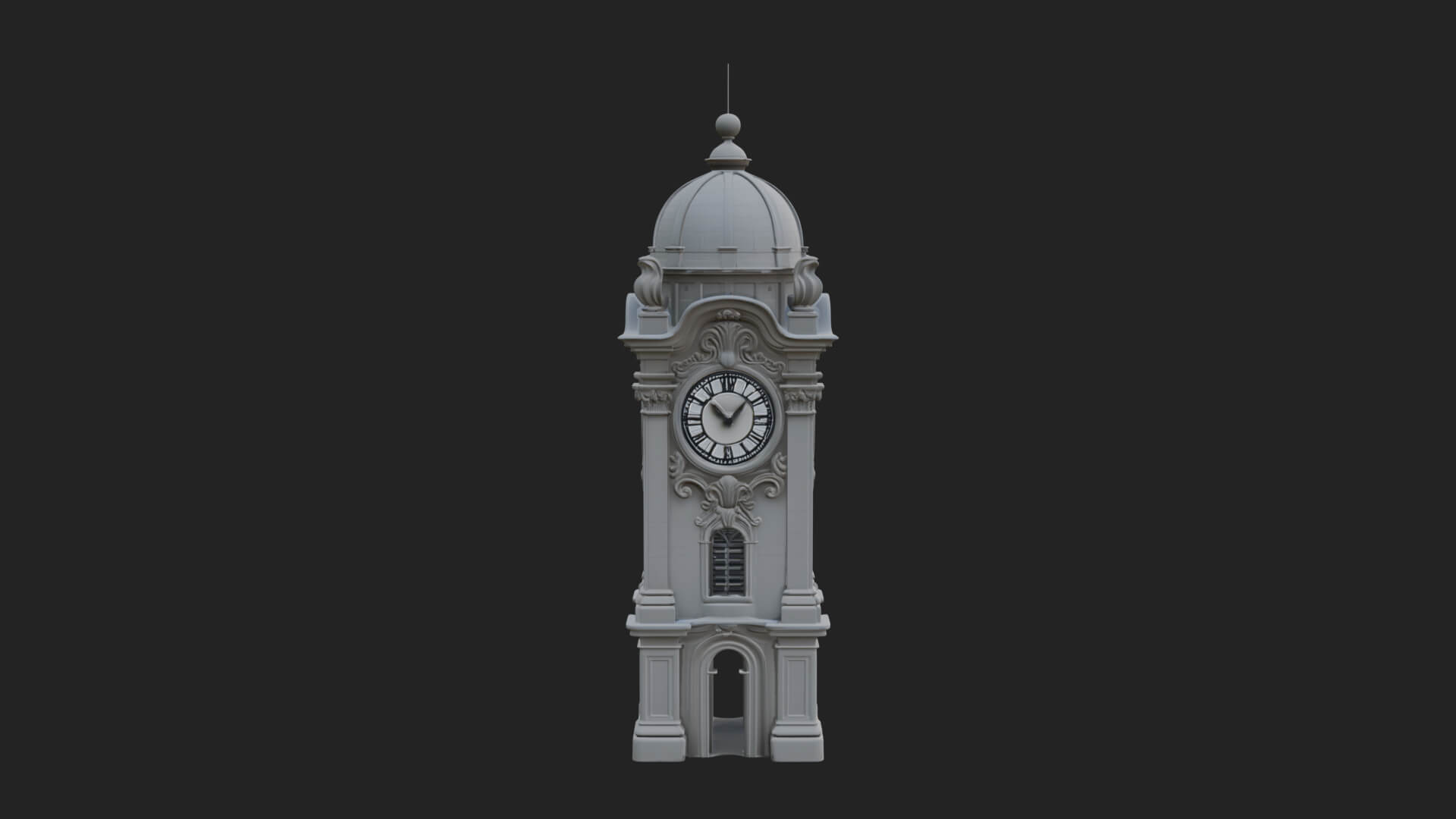 Stone Clock Tower Design 6 3D Print Model 3D Model