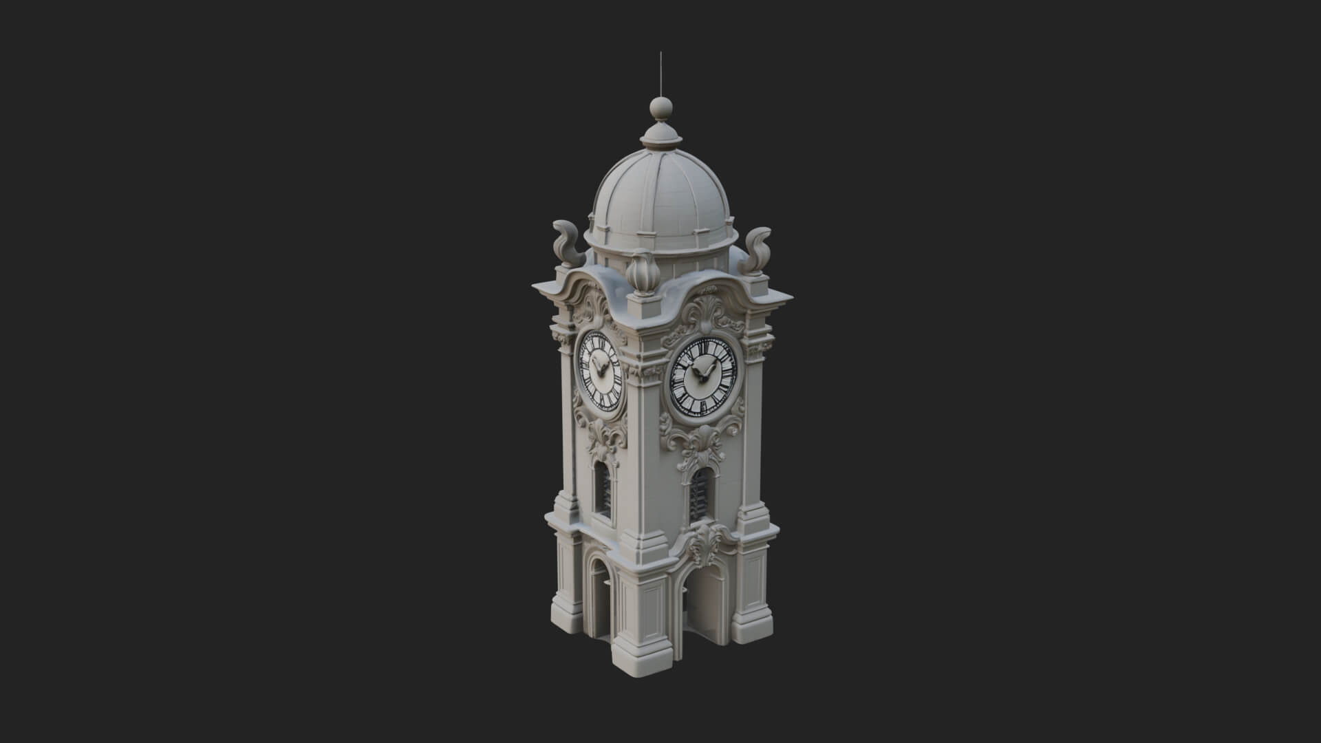 Stone Clock Tower Design 6 3D Print Model 3D Model