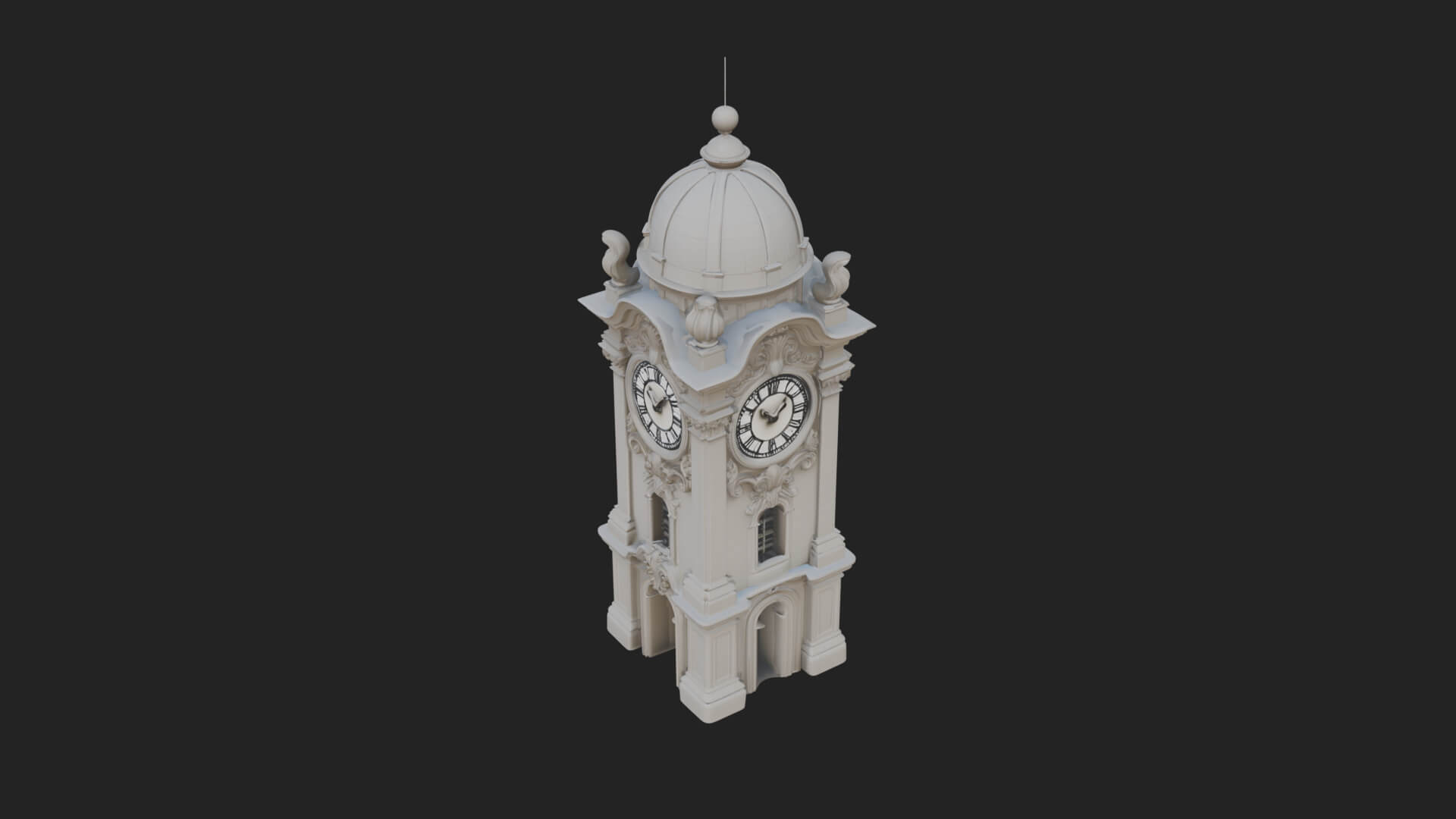 Stone Clock Tower Design 6 3D Print Model 3D Model