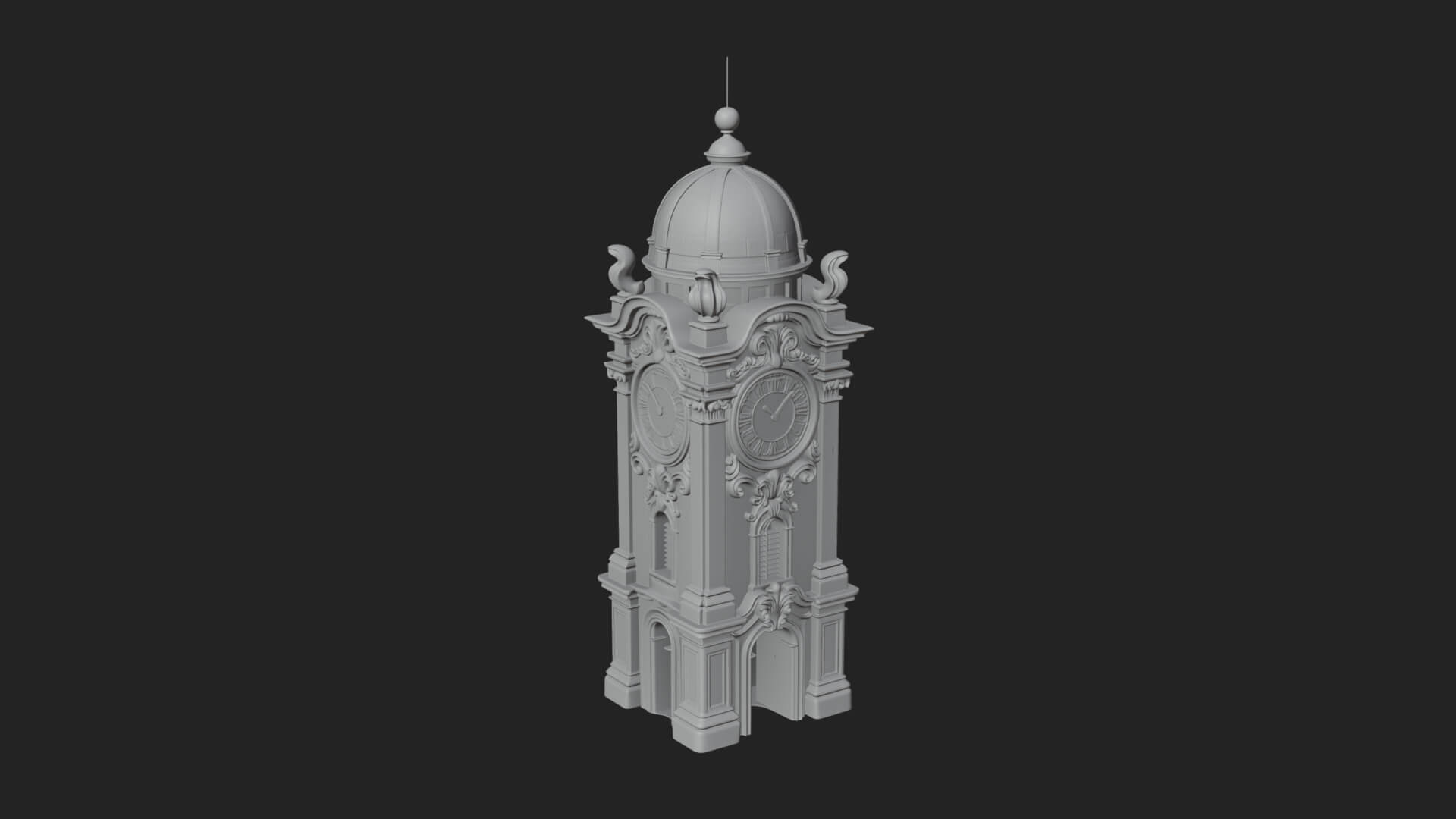 Stone Clock Tower Design 6 3D Print Model 3D Model