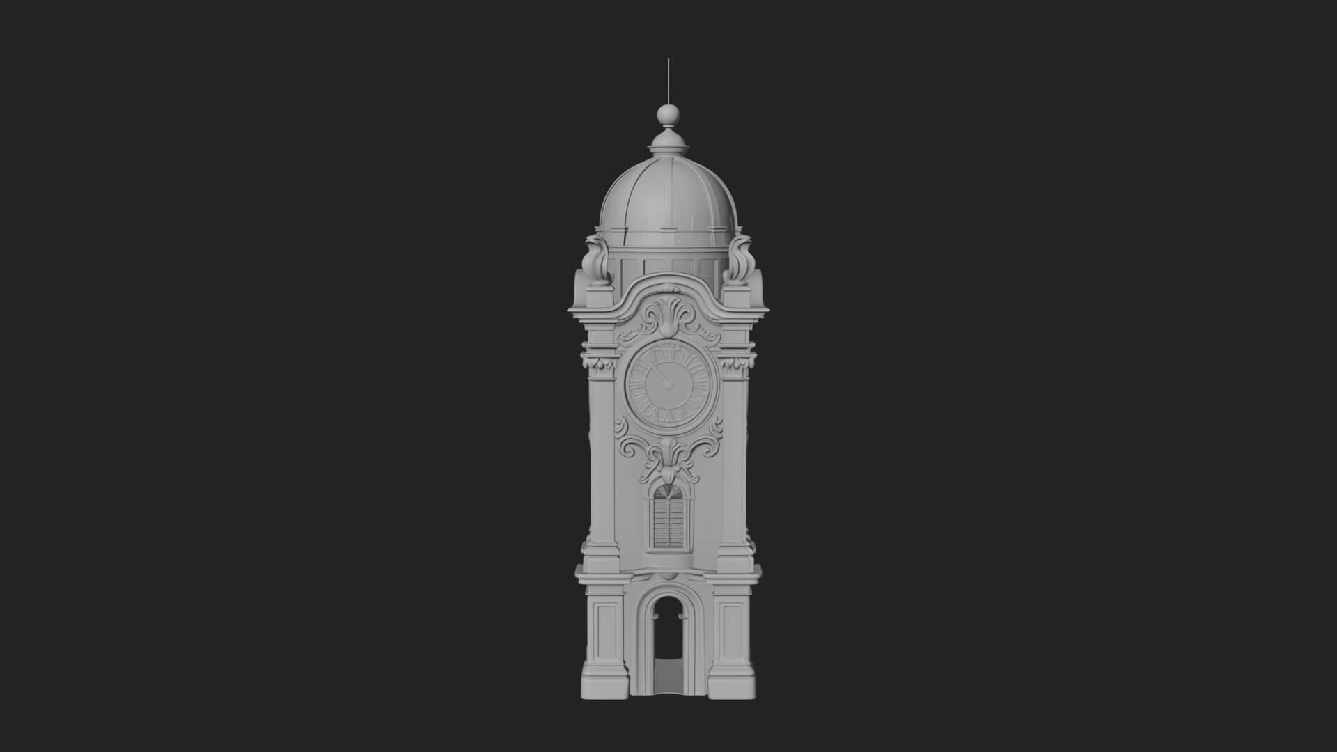Stone Clock Tower Design 6 3D Print Model 3D Model