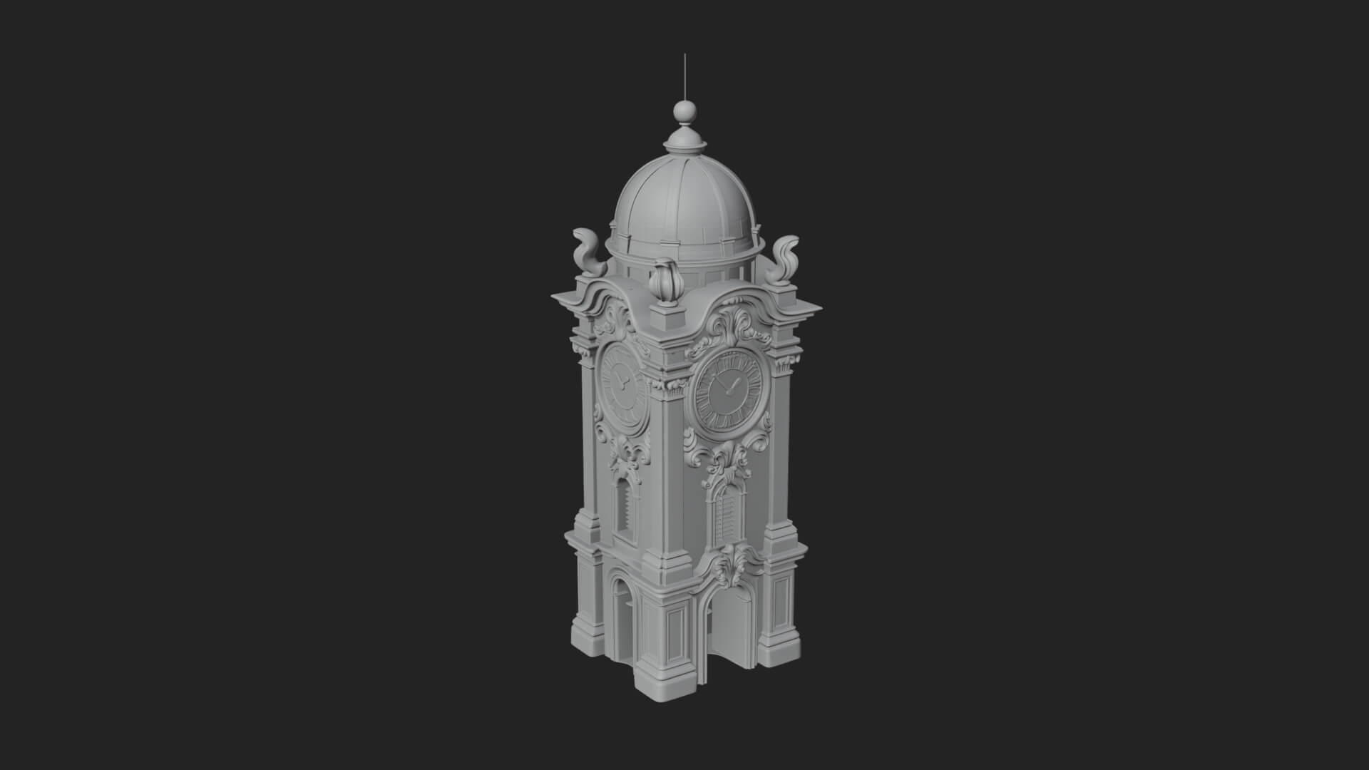 Stone Clock Tower Design 6 3D Print Model 3D Model