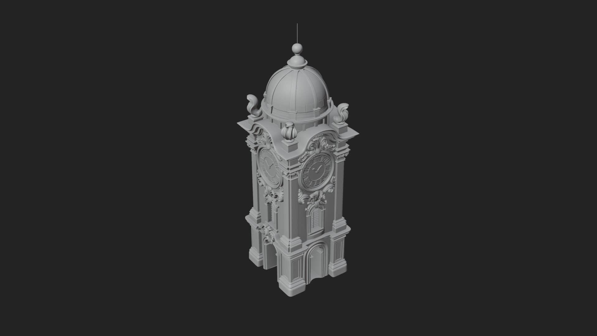 Stone Clock Tower Design 6 3D Print Model 3D Model