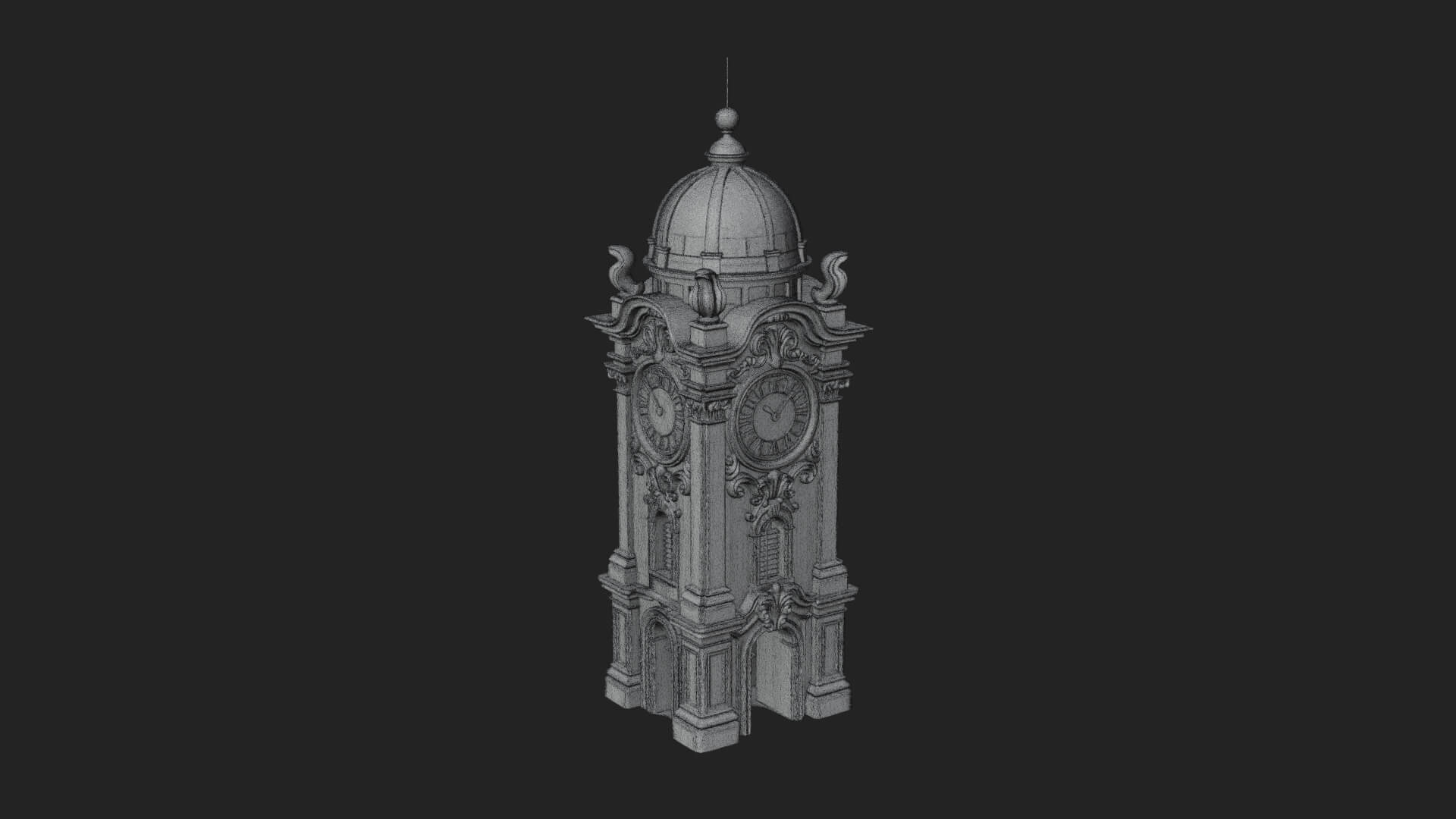 Stone Clock Tower Design 6 3D Print Model 3D Model