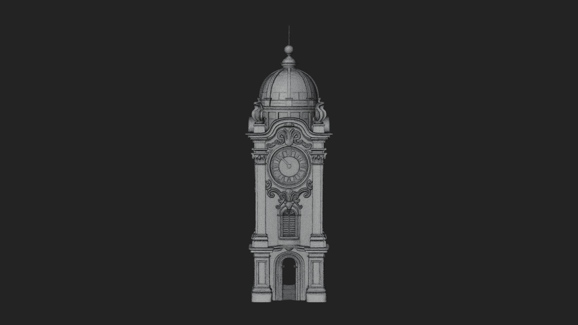 Stone Clock Tower Design 6 3D Print Model 3D Model