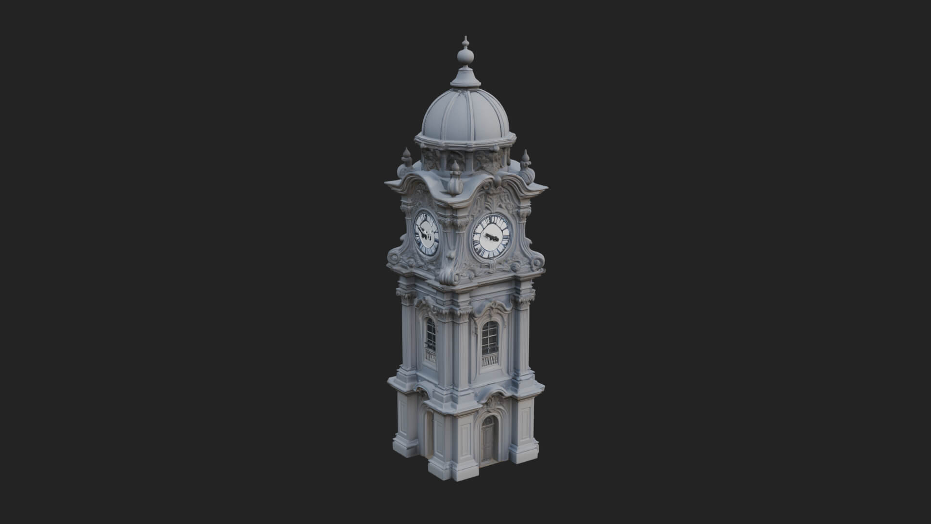 Stone Clock Tower Design 7 3D Print Model 3D Model