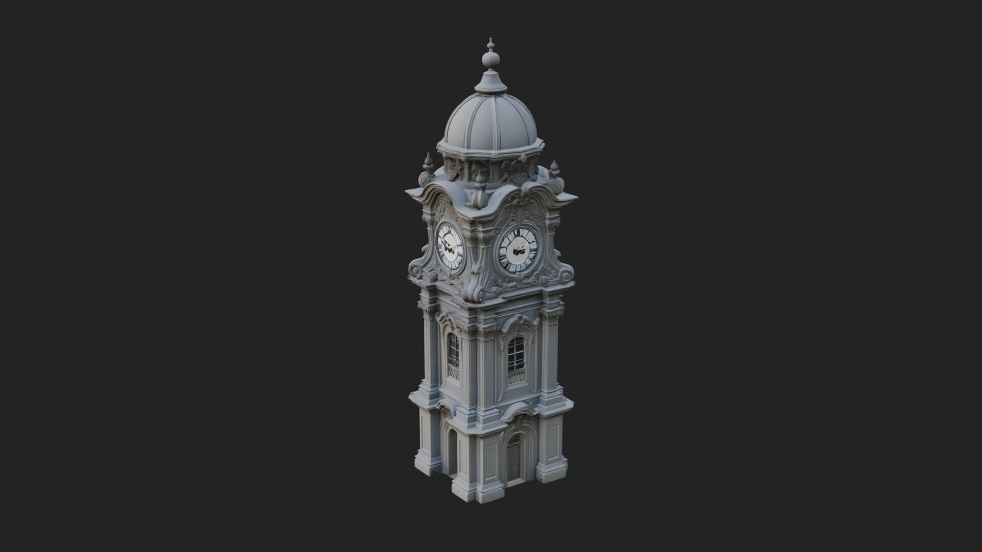 Stone Clock Tower Design 7 3D Print Model 3D Model