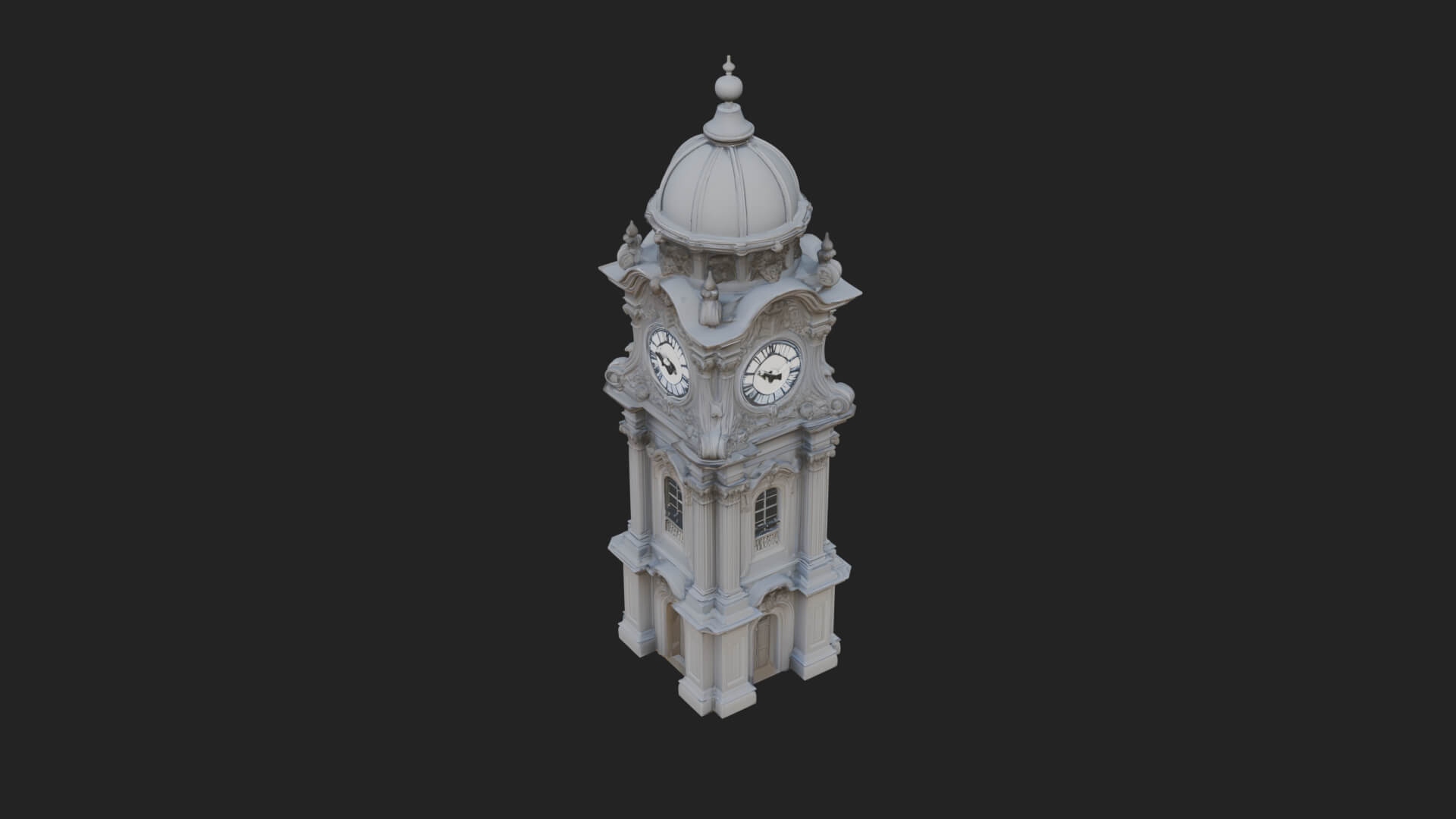 Stone Clock Tower Design 7 3D Print Model 3D Model