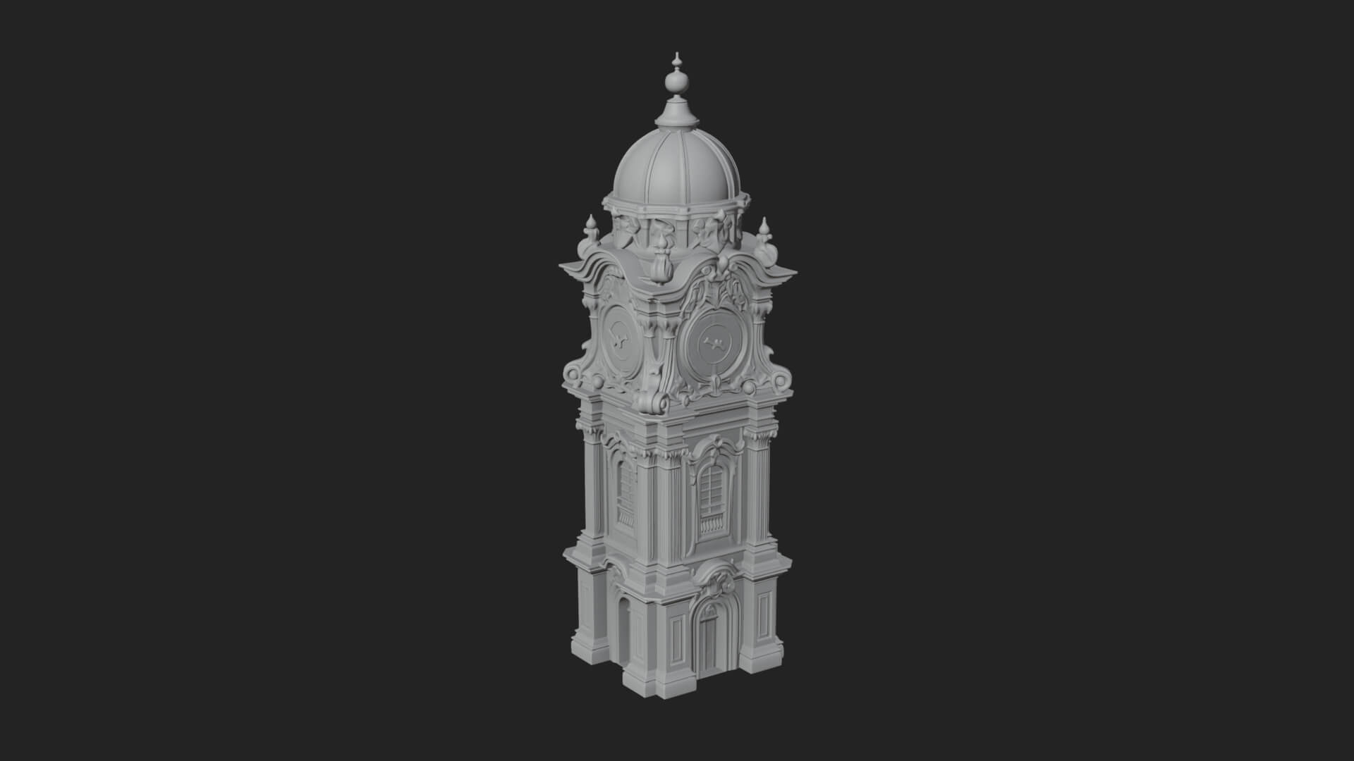 Stone Clock Tower Design 7 3D Print Model 3D Model