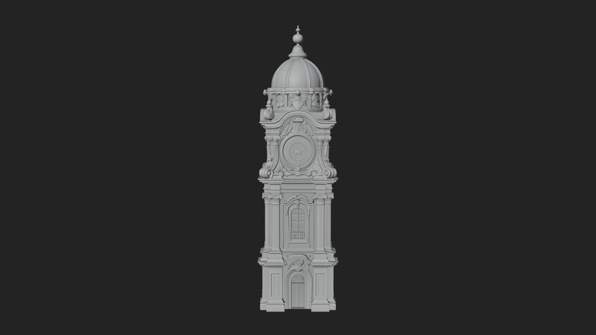 Stone Clock Tower Design 7 3D Print Model 3D Model