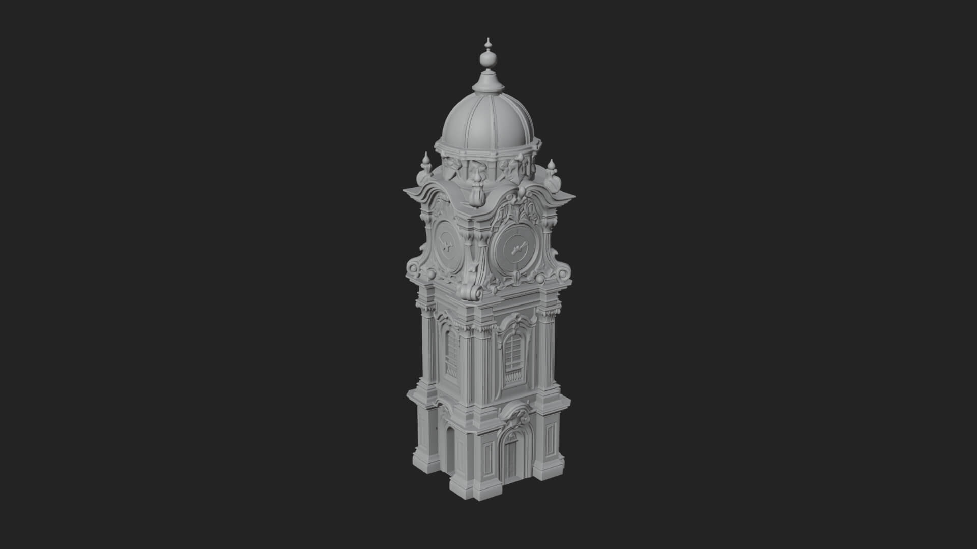 Stone Clock Tower Design 7 3D Print Model 3D Model