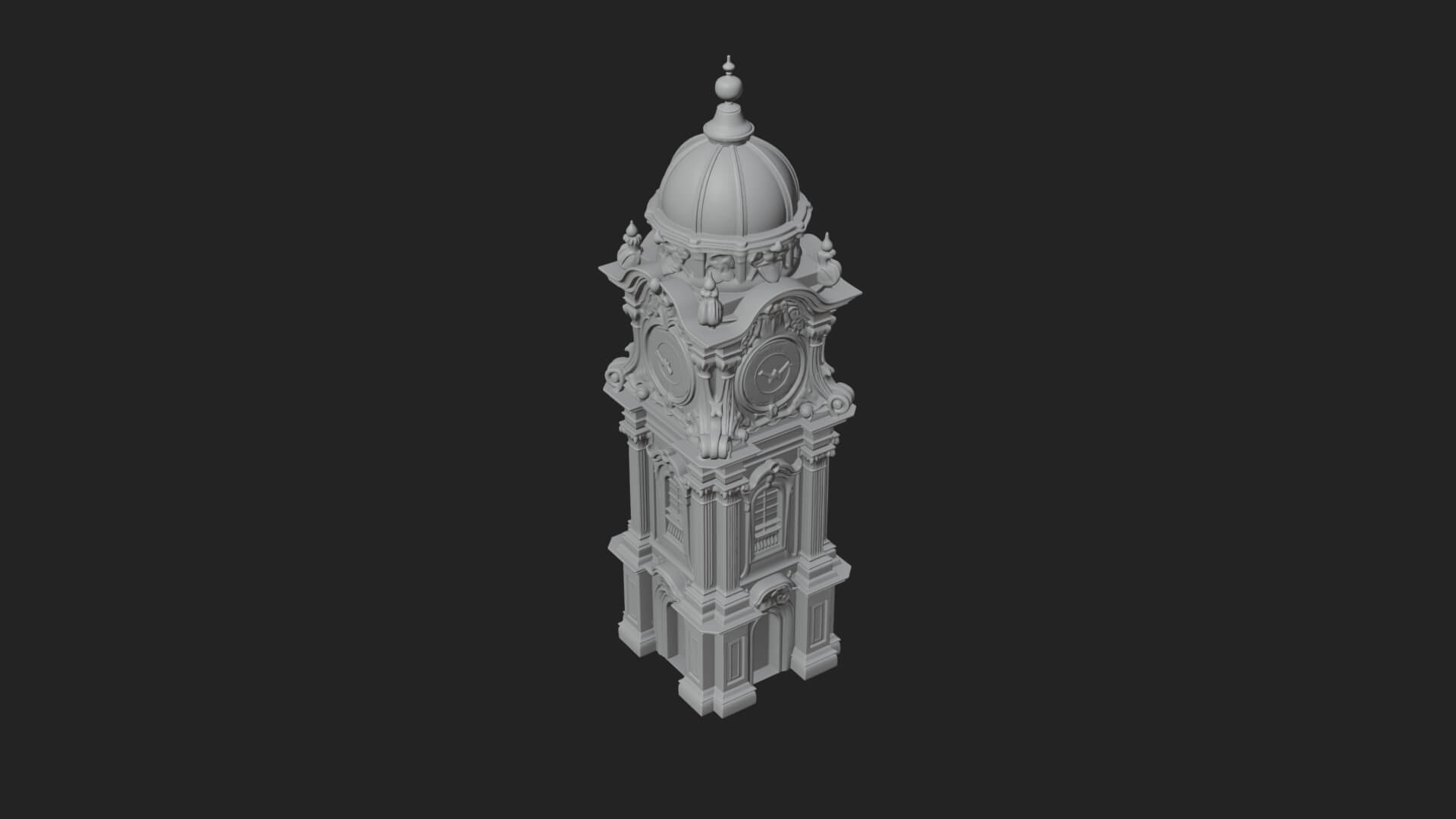Stone Clock Tower Design 7 3D Print Model 3D Model