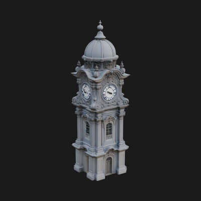 Stone Clock Tower Design 7 3D Print Model