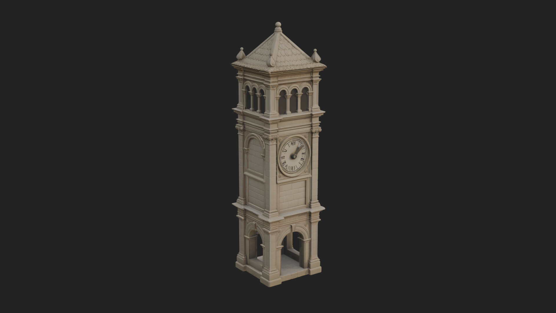 Stone Clock Tower Design 8 3D Print Model 3D Model