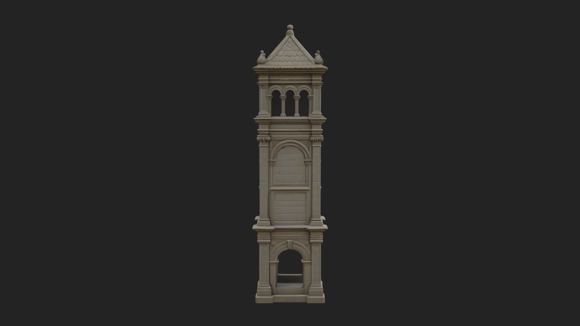 Stone Clock Tower Design 8 3D Print Model 3D Model