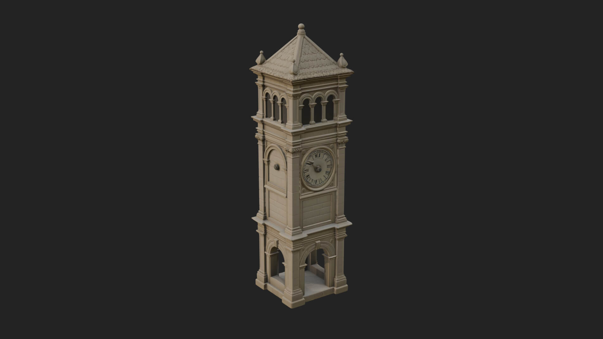 Stone Clock Tower Design 8 3D Print Model 3D Model