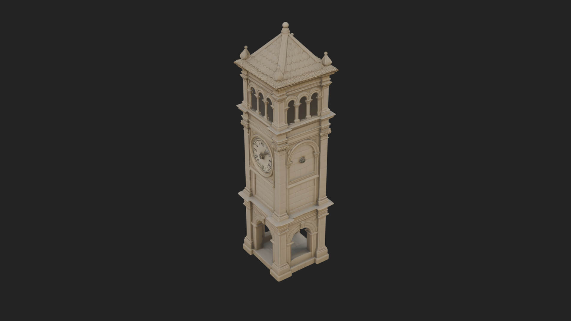 Stone Clock Tower Design 8 3D Print Model 3D Model